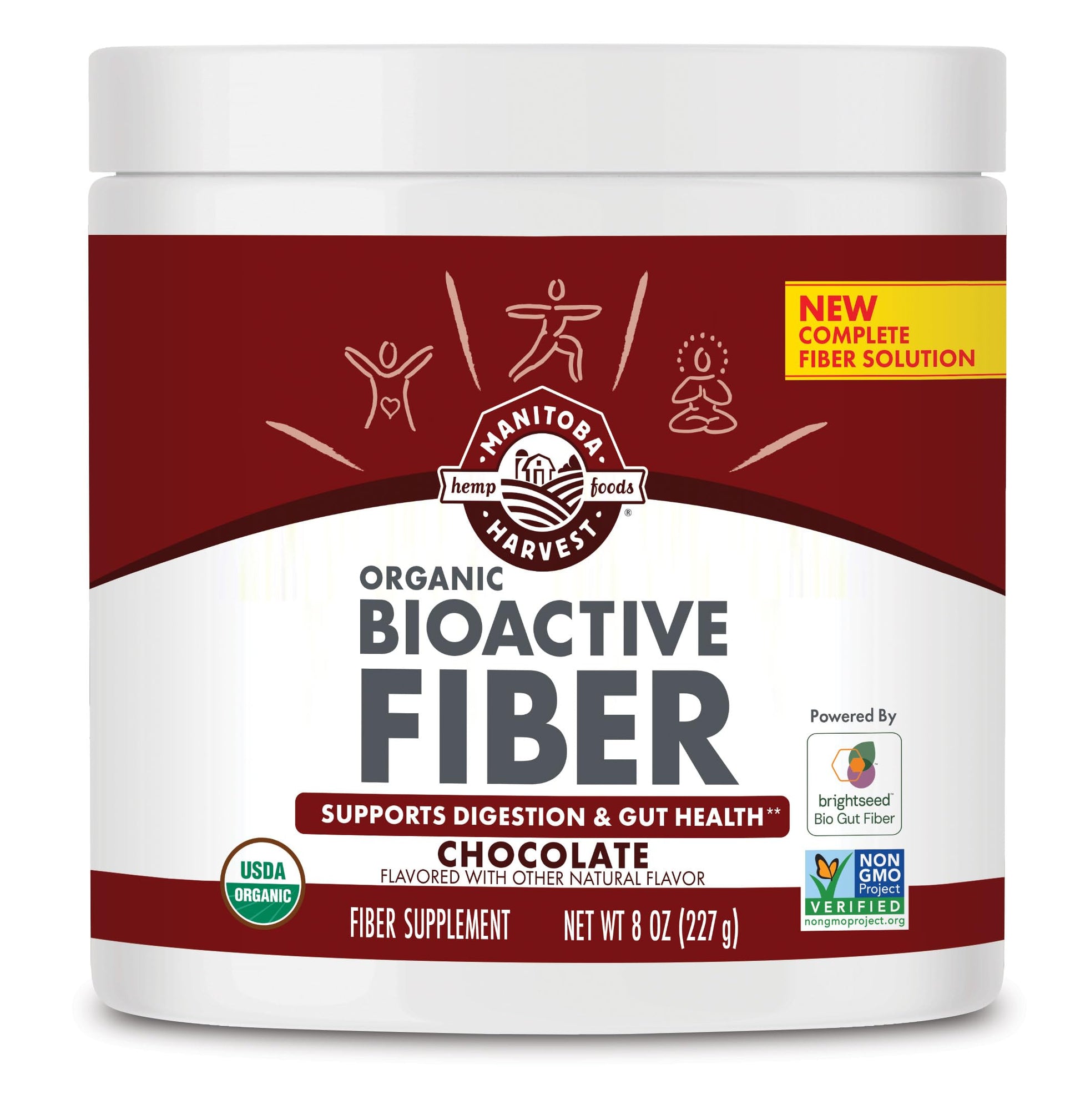 Manitoba Harvest Organic BioActive Fiber Supplement with 7g Fiber per Serving, Digestive Hemp & Psyllium Husk Powder, 8oz