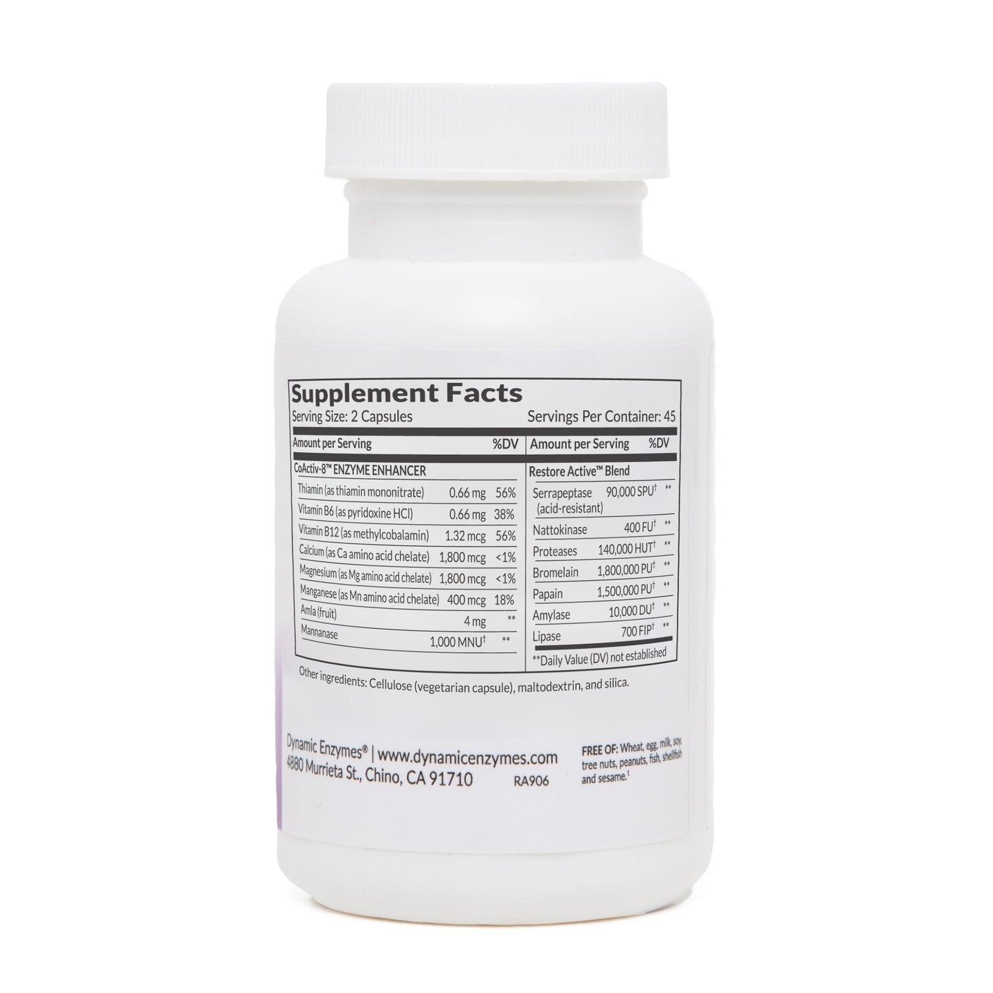 Dynamic Enzymes Restore ACTIV Systemic Enzymes with Serrapeptase 90,000 SPU & Nattokinase 400 FU – Protease Blend for Muscle, Joint & Tissue Support – Capsules, 90 Count
