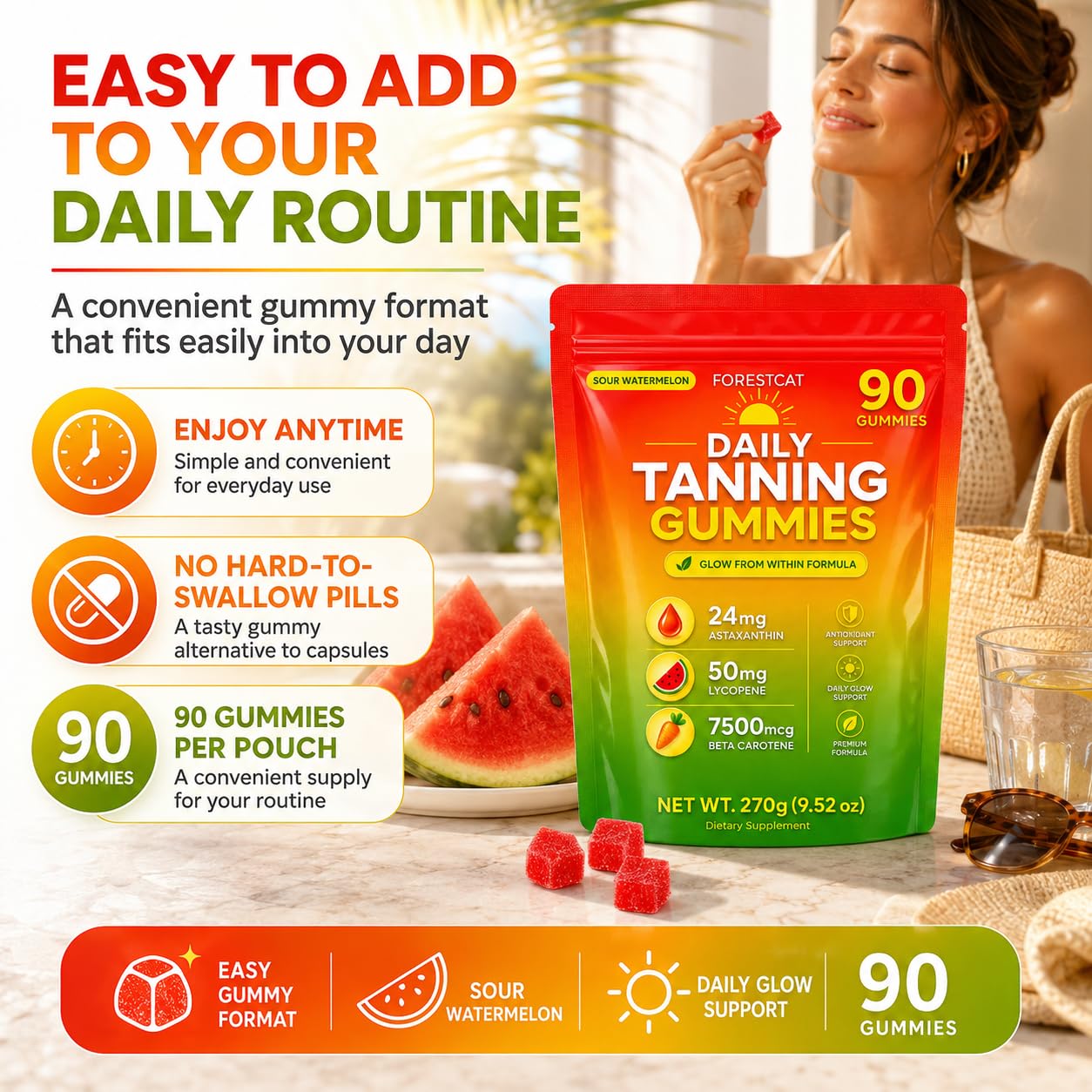 HILUCID Tanning Gummies, 90 Gummies