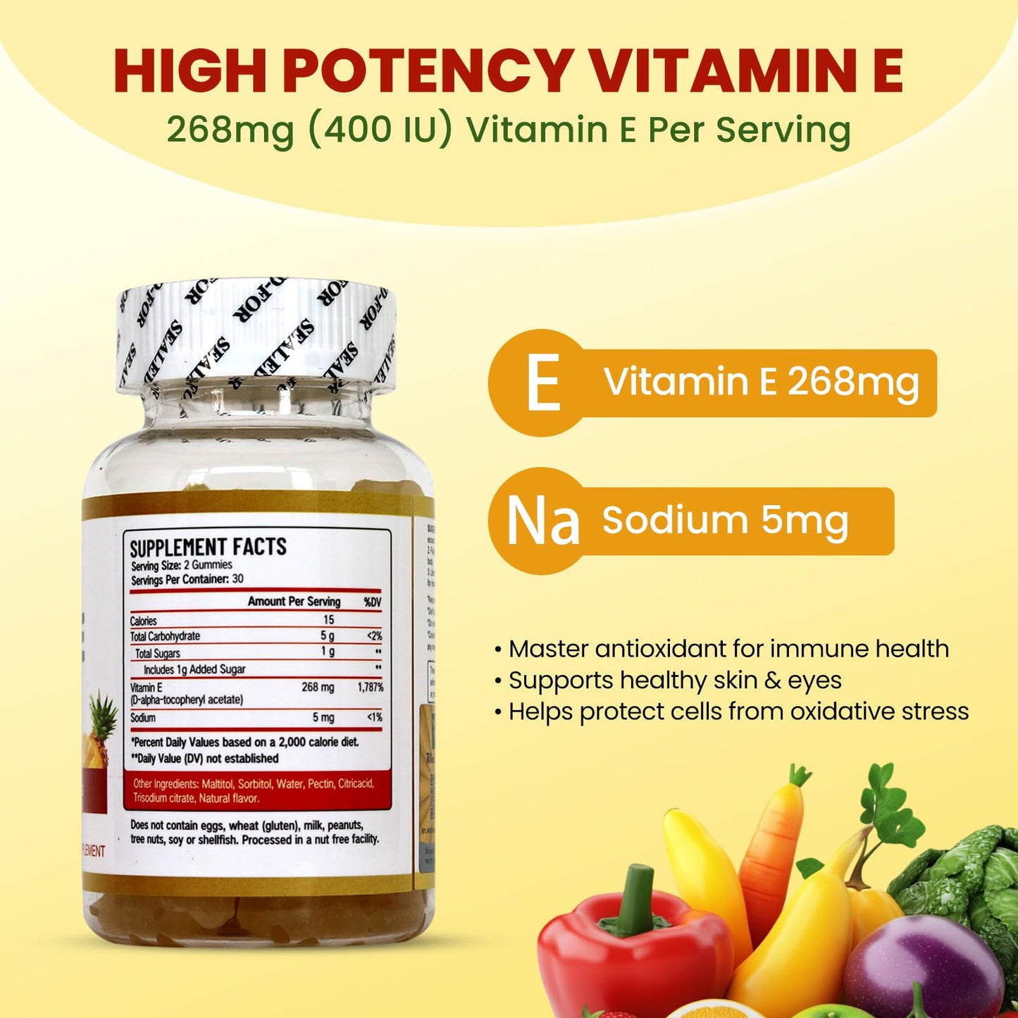 Wins Town Vitamin E Gummies 400IU 60 Count