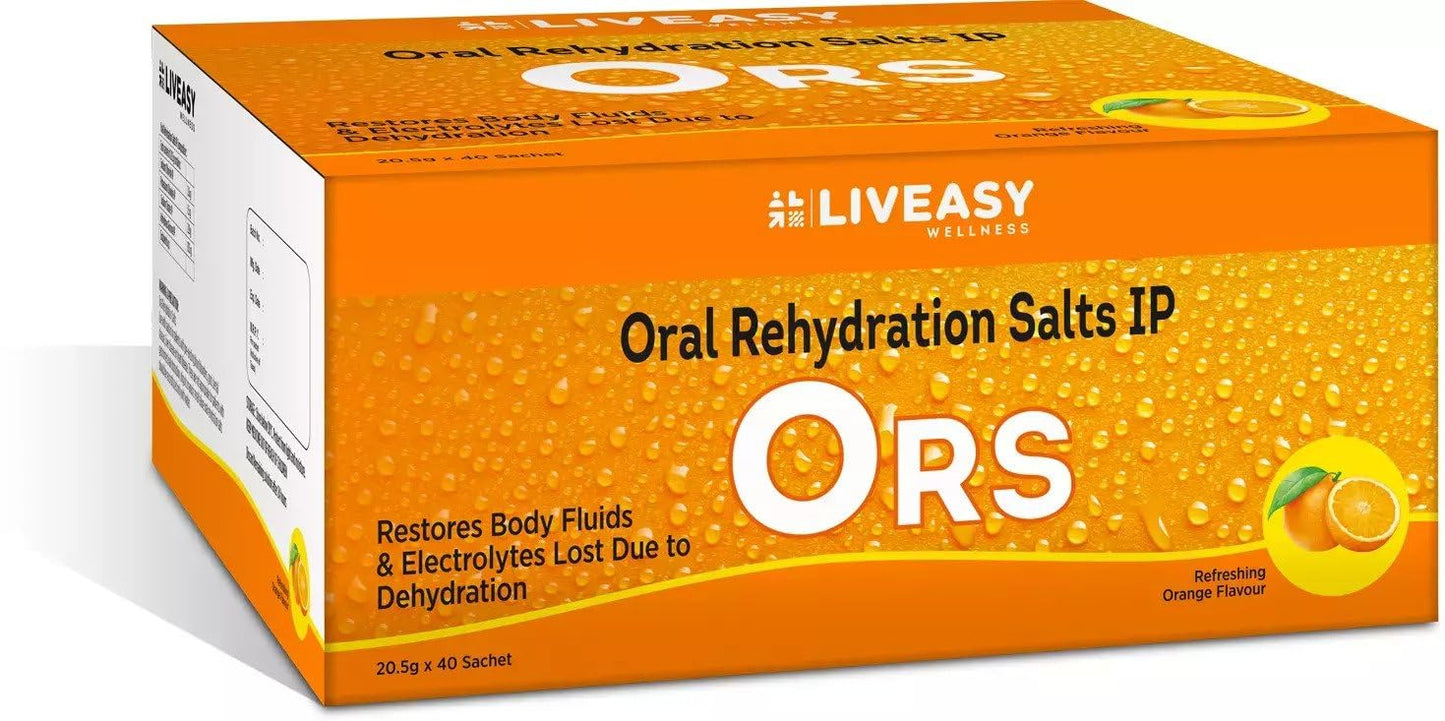Liveasy Wellness Oral Rehydration Salts IP Powder, Pack of 40