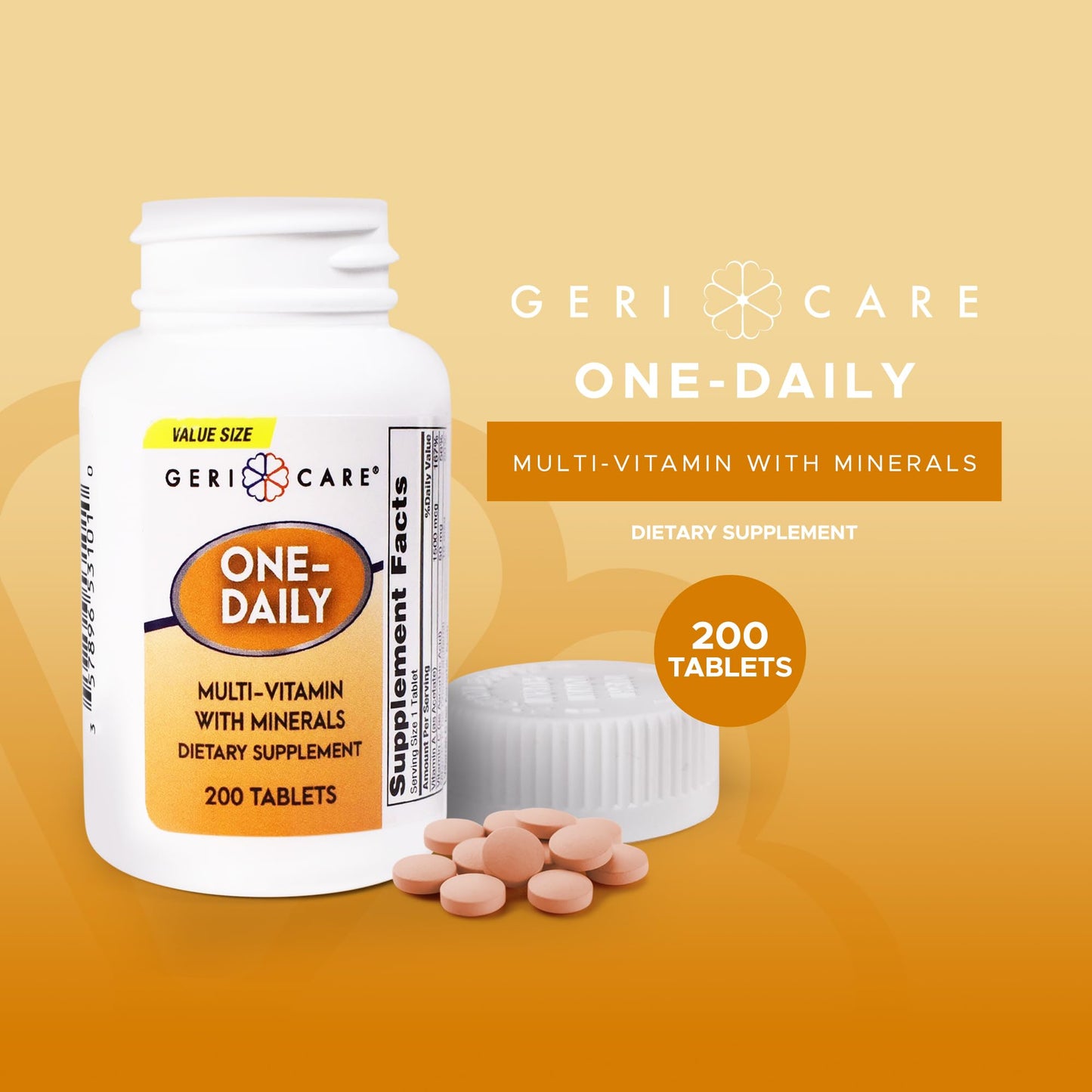 GeriCare One-Daily Multivitamins with Minerals for Men & Women 200 Tablets