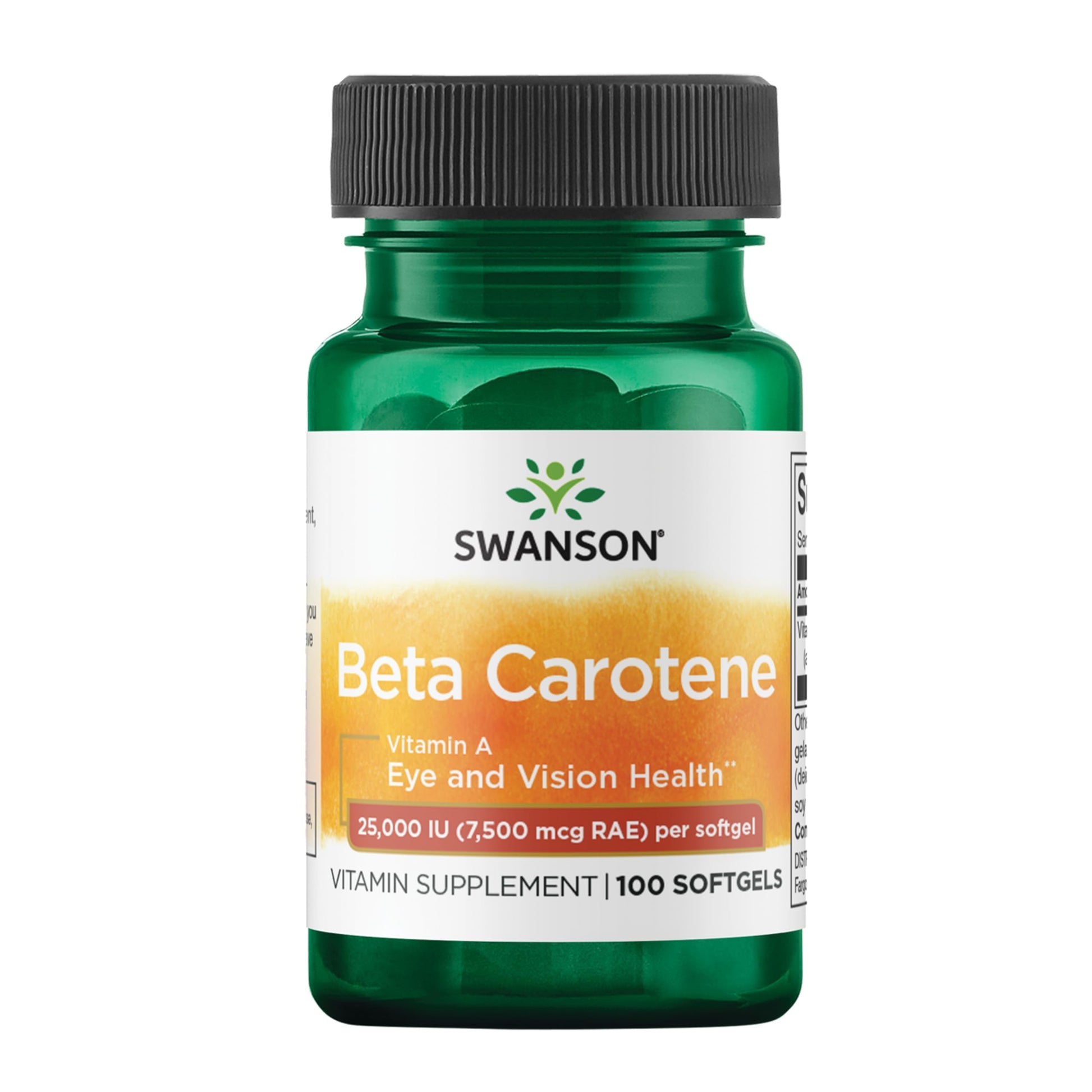 Swanson Beta-Carotene Vitamin A 25,000 IU Softgels, 100 Count