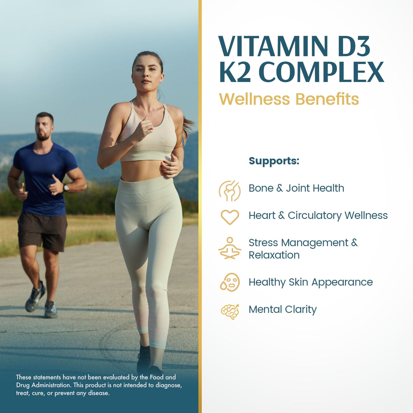 Vykee Nutrition High Potency Vitamin D3 K2 Complex Caplets 120