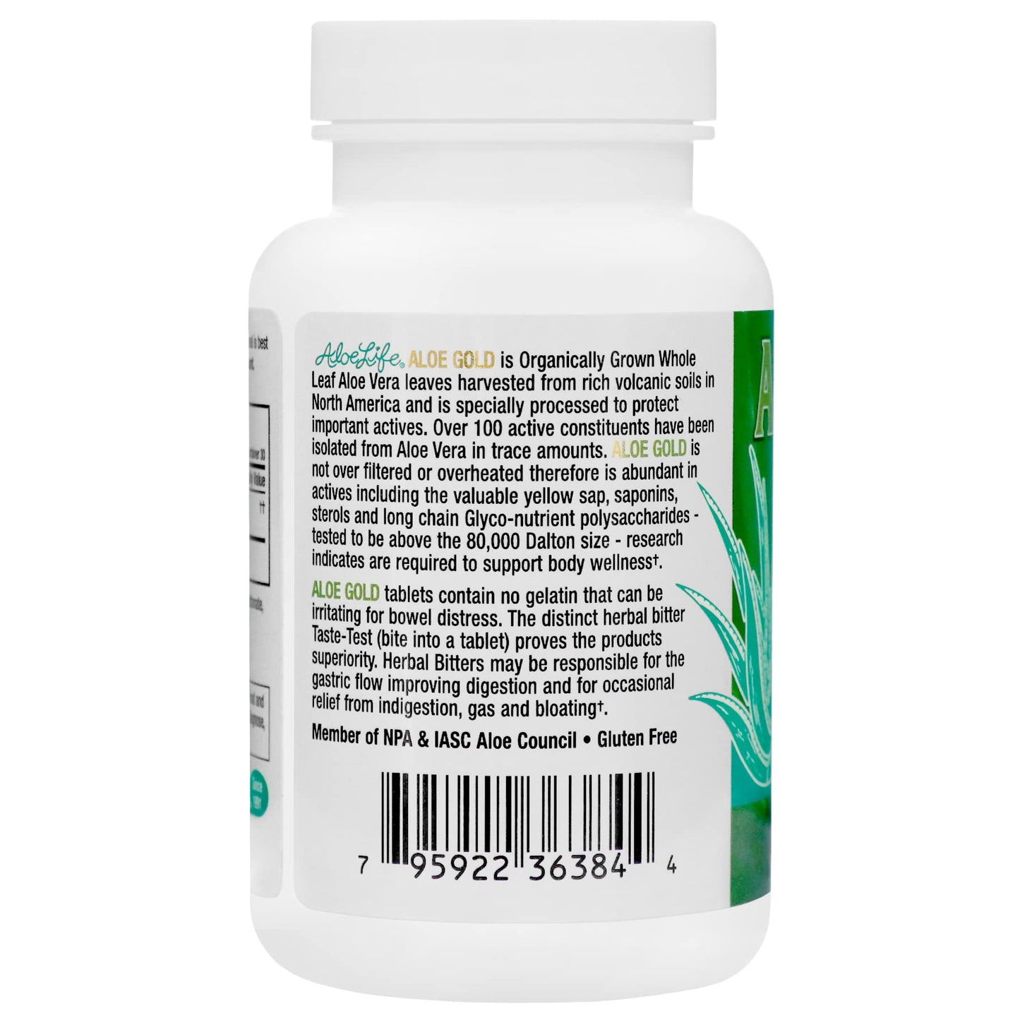 Aloe Life Aloe Gold Immune System Support and Healthy Herbal Bitter for Natural Digestive Aid, Energy and Body Wellness, Certified Organically Grown Whole Leaf Aloe Vera 90 Tablets