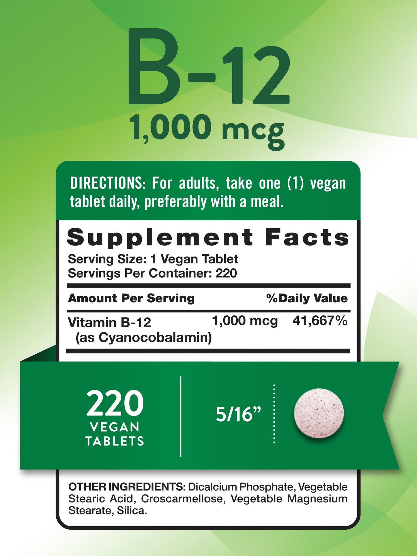 Nature's Truth Vitamin B12 1000 mcg Tablets, 220 Count