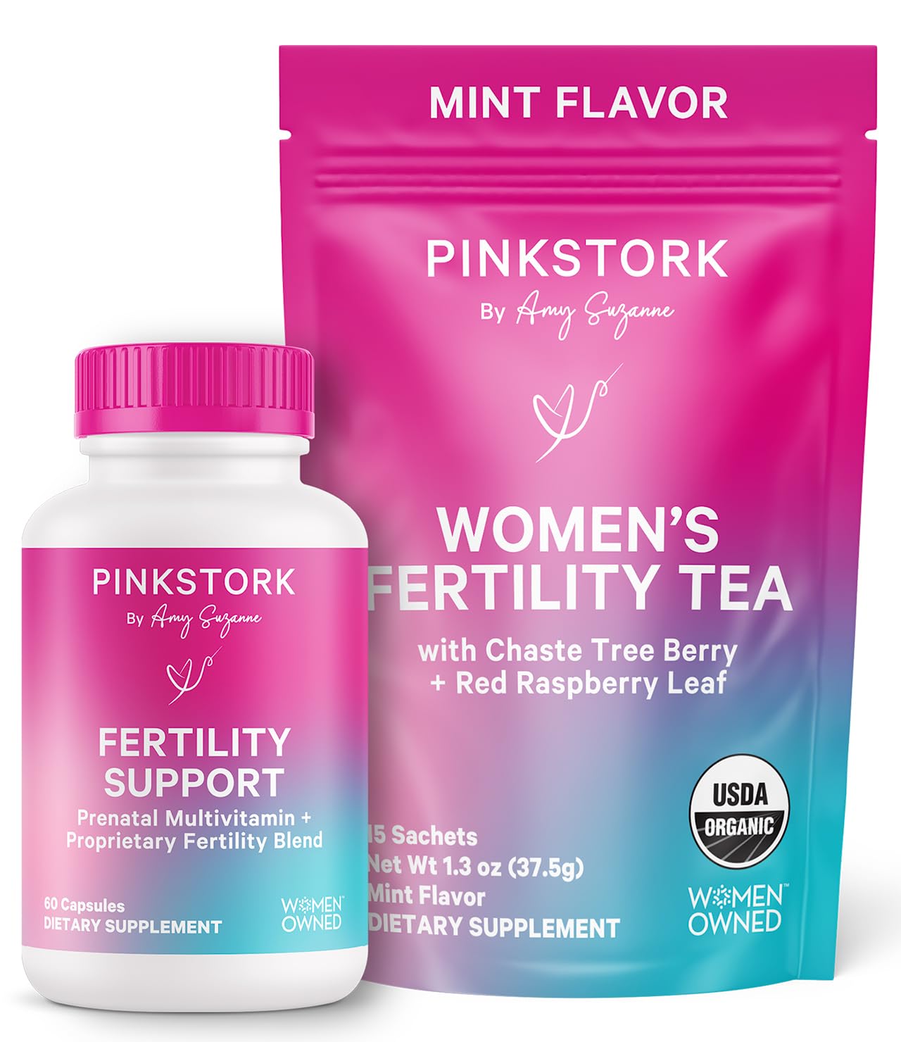Pink Stork Fertility Bundle for Women Prenatal Vitamin Capsules 1 Count