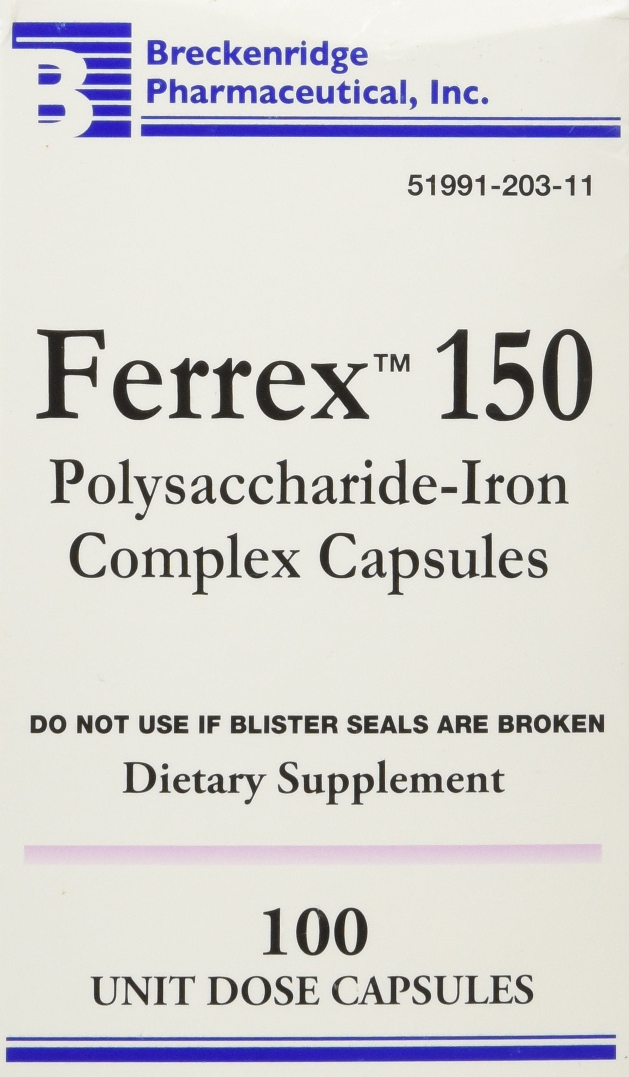 FERREX-150 Iron Mineral Supplement Powder 100 Count