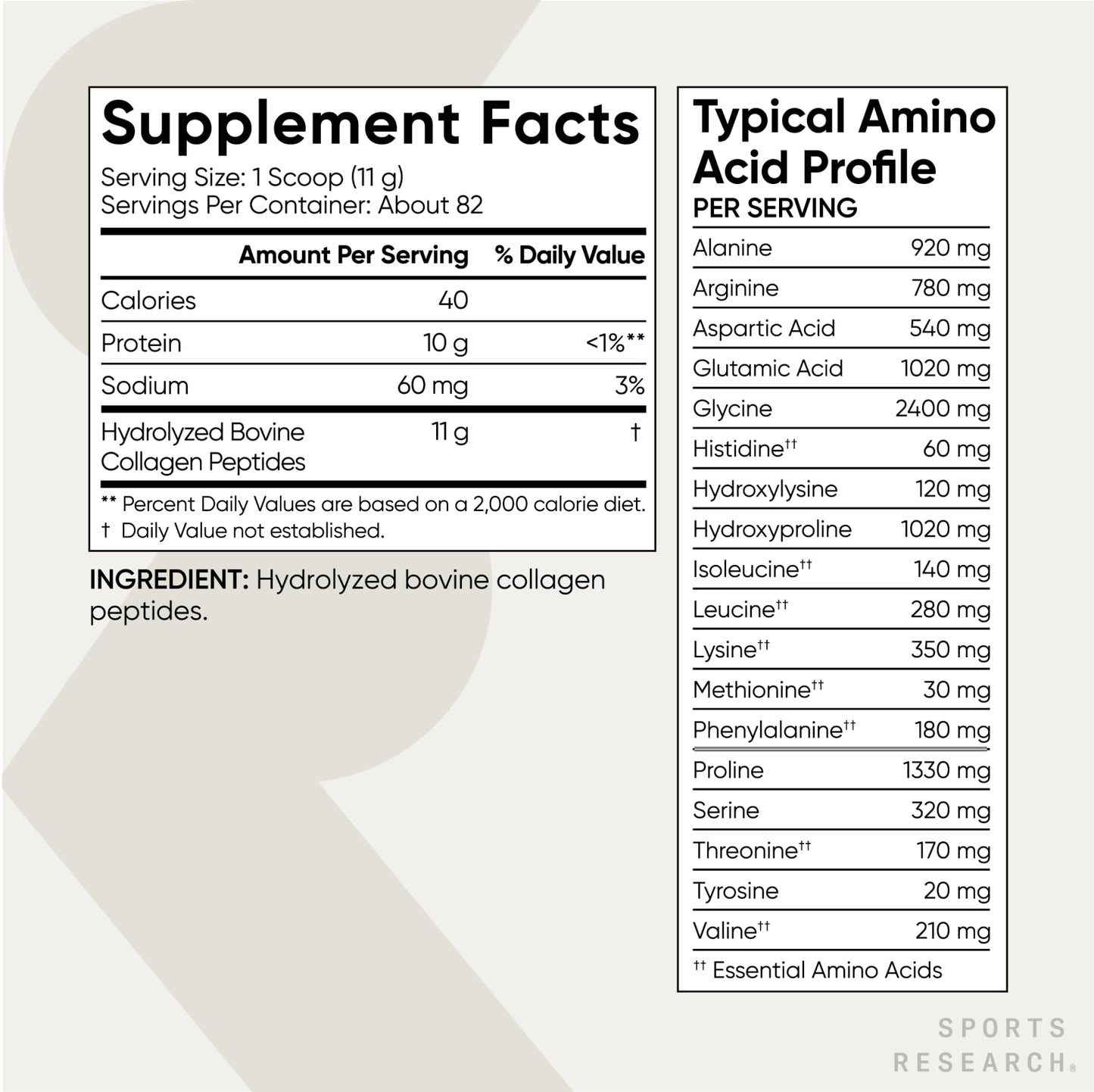 Sports Research Collagen Peptides Protein Powder, 32 Servings