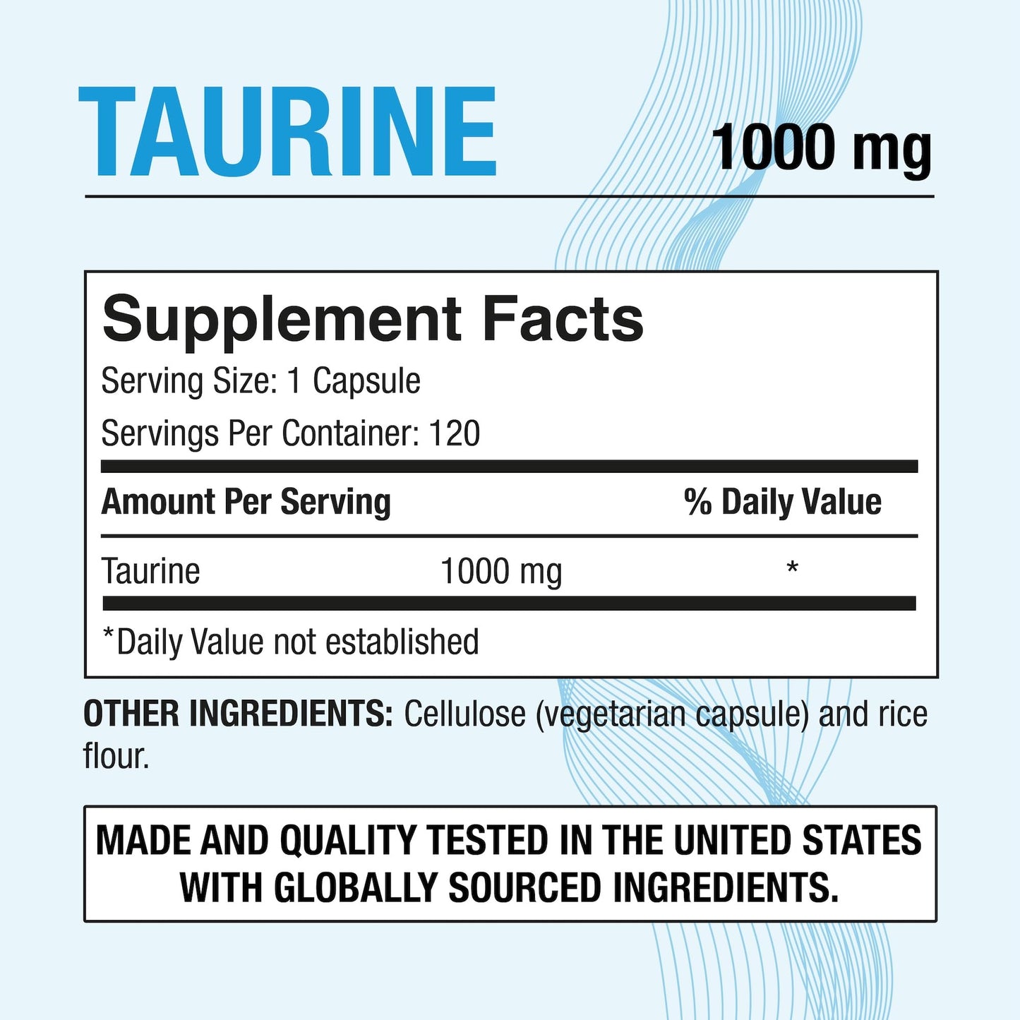 Puregen Labs Taurine 1000mg Capsule 120 Count