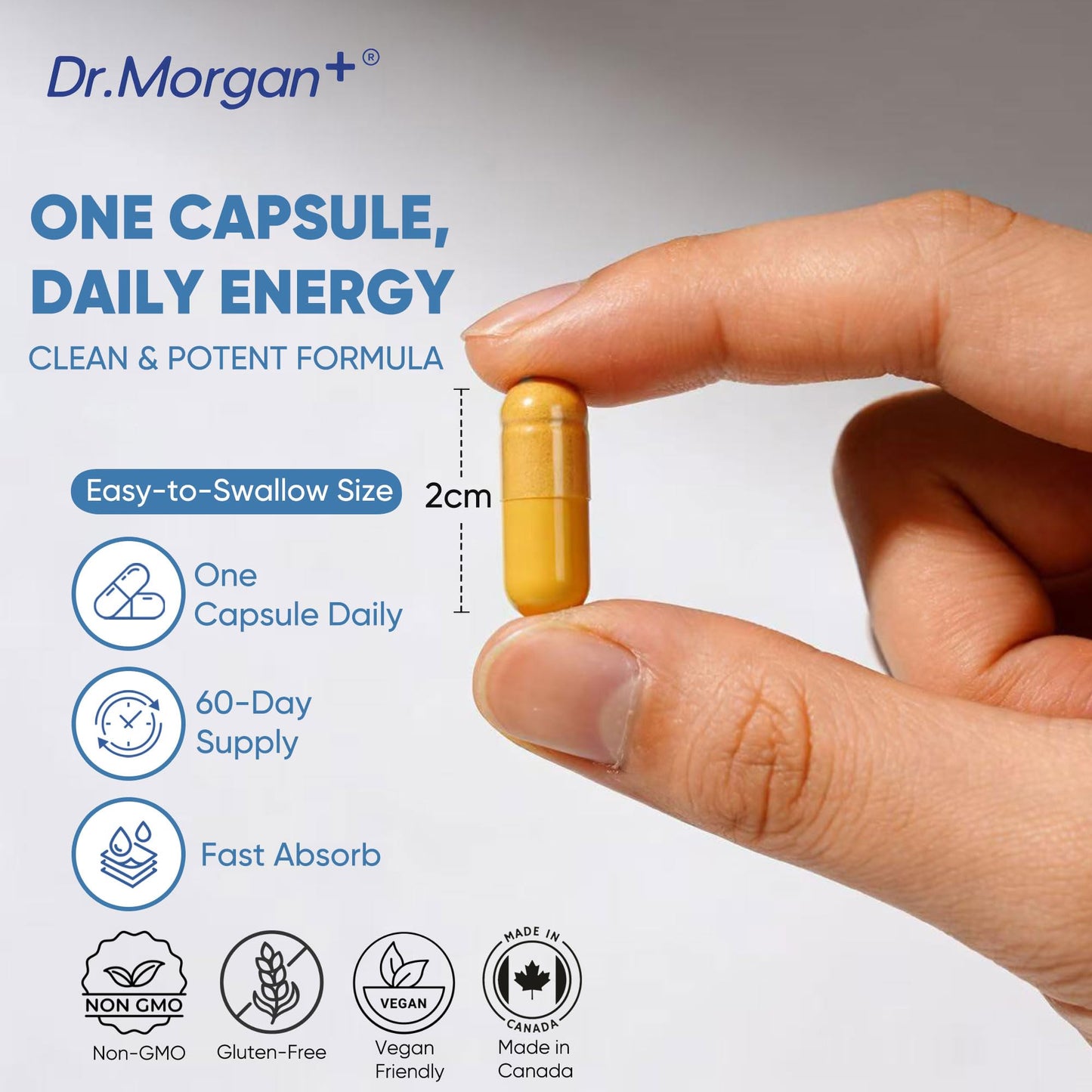 DR.MORGAN PQQ 25mg & CoQ10 100mg Mitochondrial Energy & Cellular Vitality Cognitive Antioxidant Formula Capsules, 60 Count