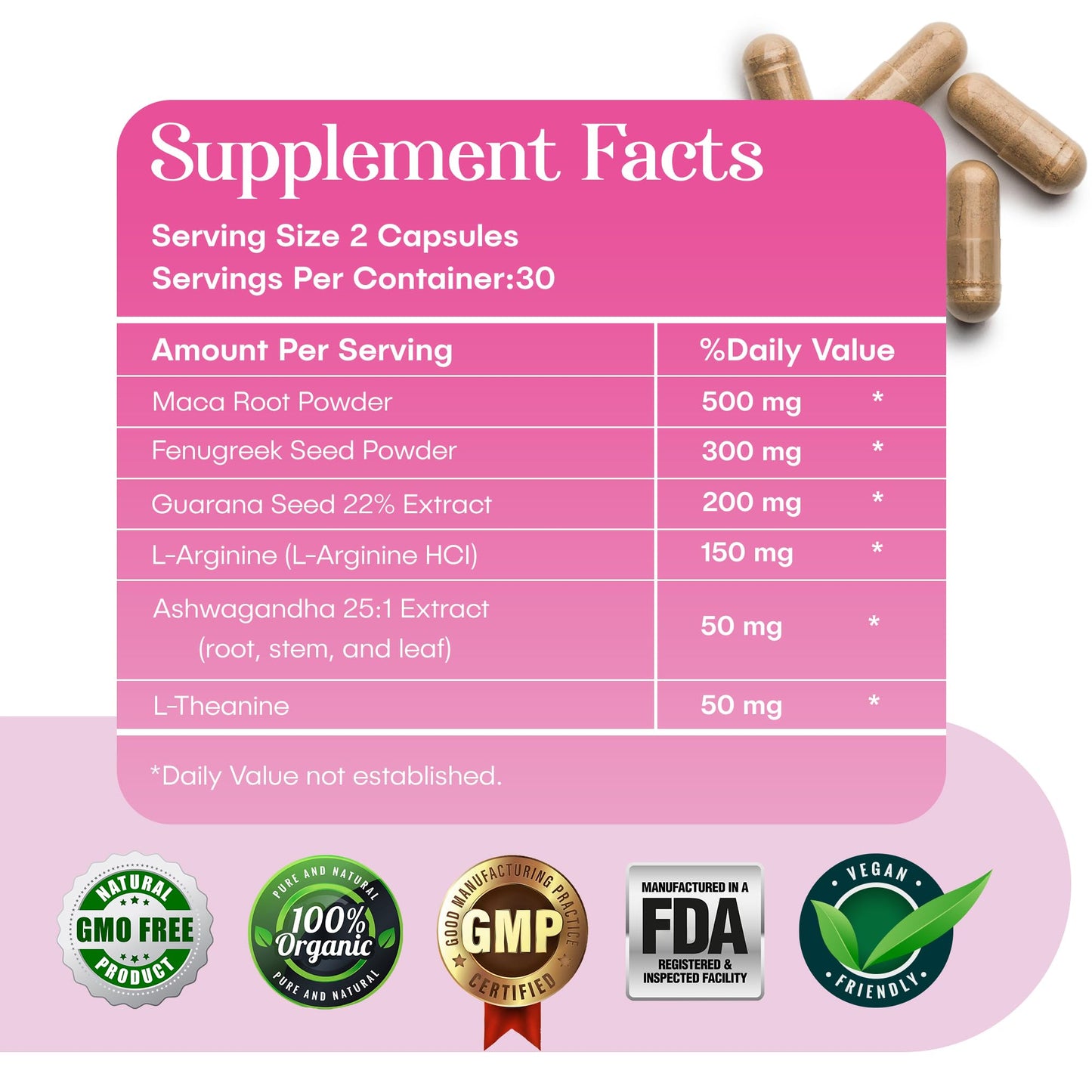 Waòm Wellness Crave – Women’s Desire Booster with Maca, Ashwagandha & L-Theanine – Natural Energy, Mood & Hormone Balance Support – 60 Vegan Capsules
