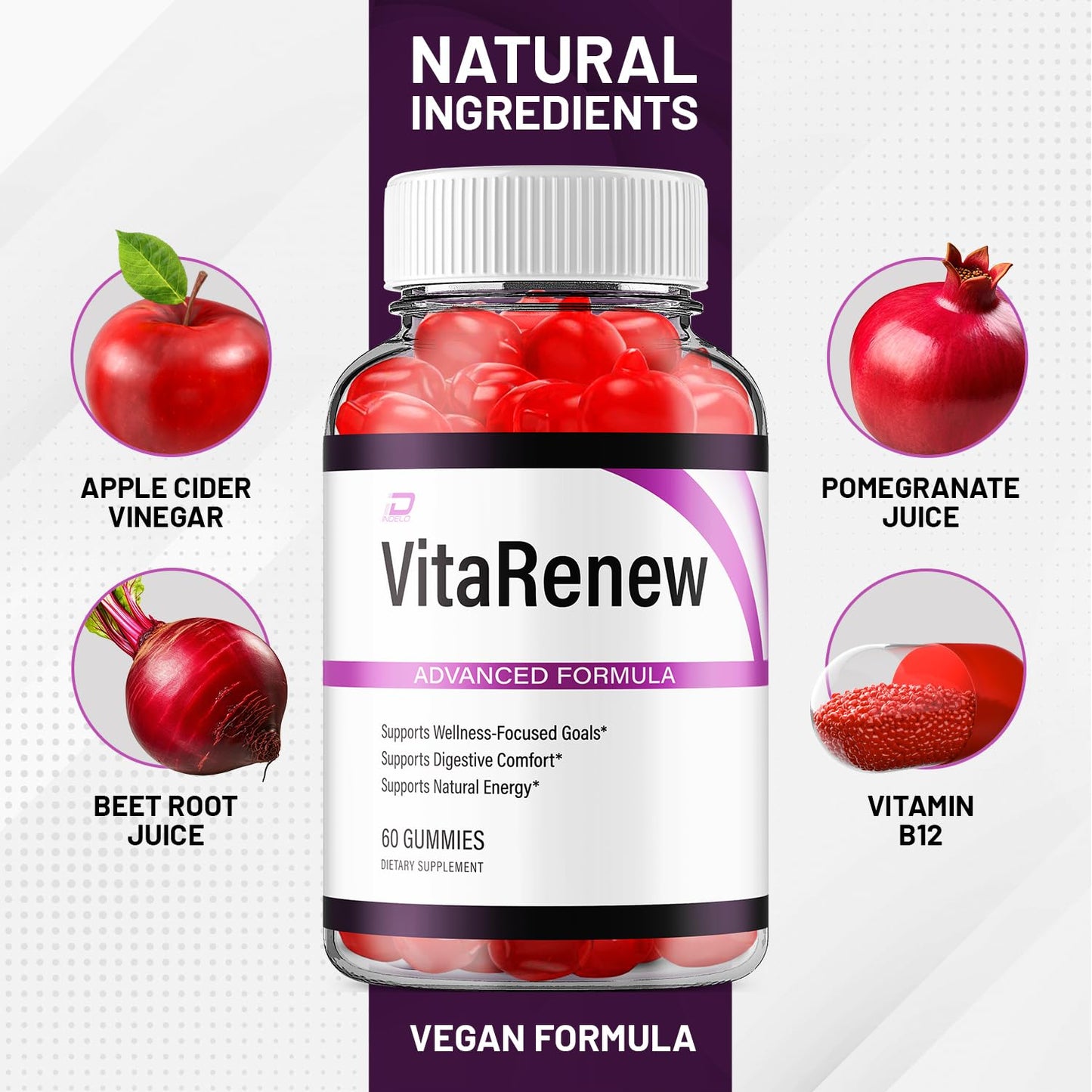 Indelo VitaRenew Advanced Formula Supplement for Daily Health Support Gummies 60