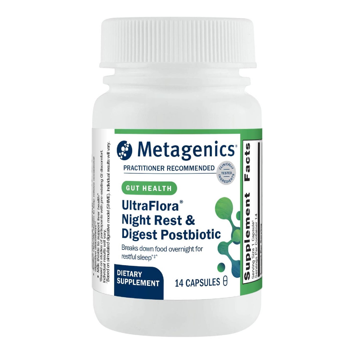 Metagenics UltraFlora Night Rest & Digest Postbiotic Capsules - 14 Count