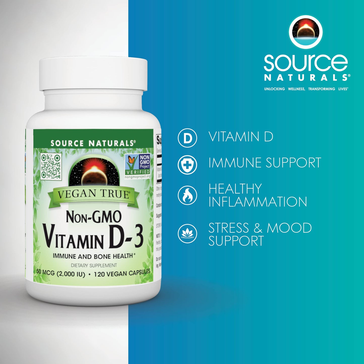 Source Naturals Vegan True Vitamin D-3 2000 IU, 90 Vegan Capsules