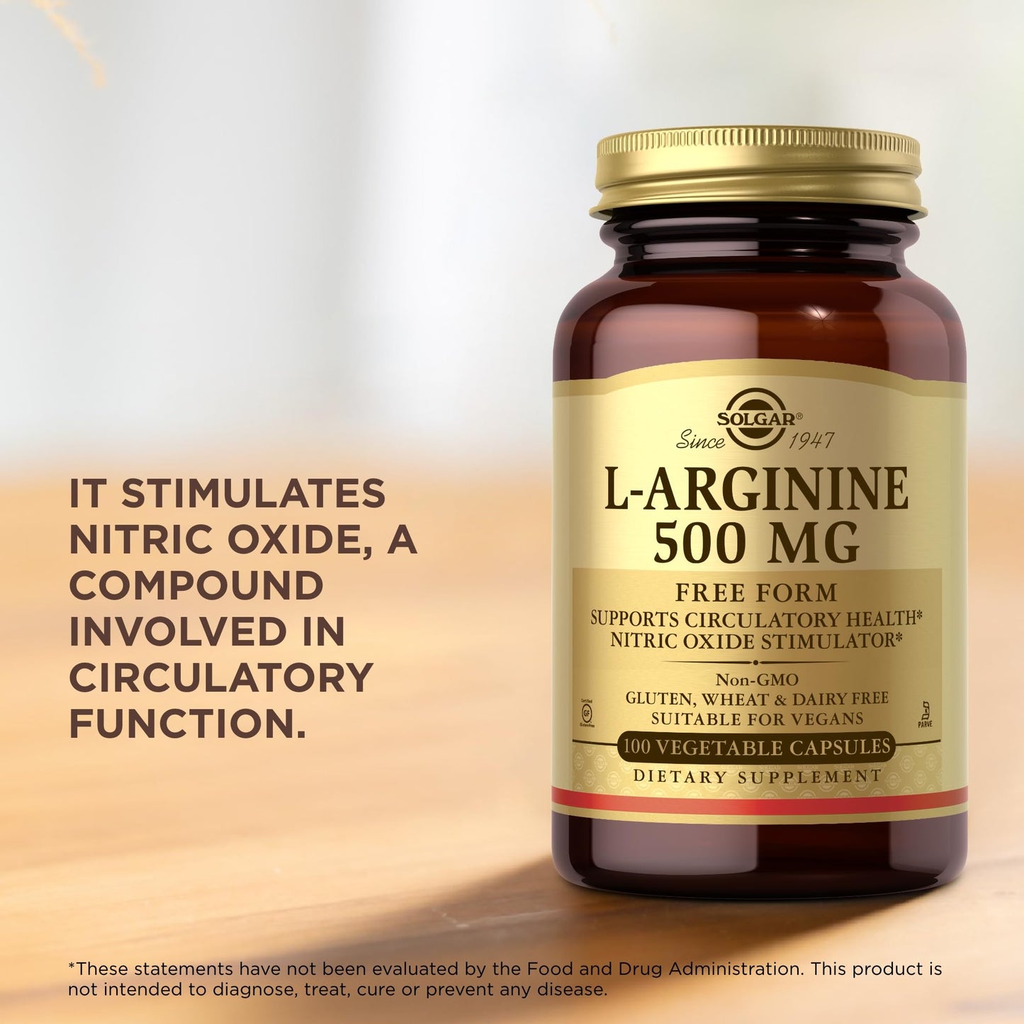 Solgar L-Arginine 500 mg Capsules, 100 Capsules