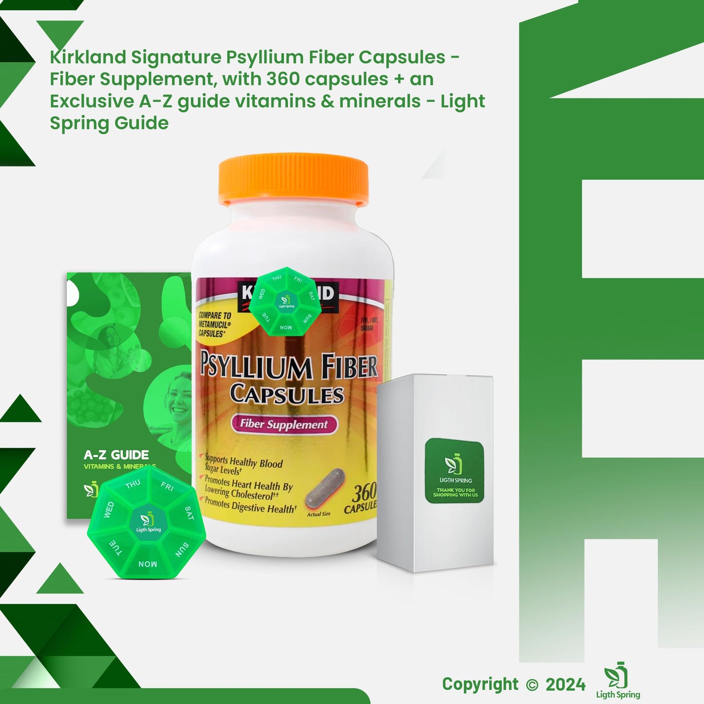 LightSpring Psyllium Fiber Capsules 360 Count