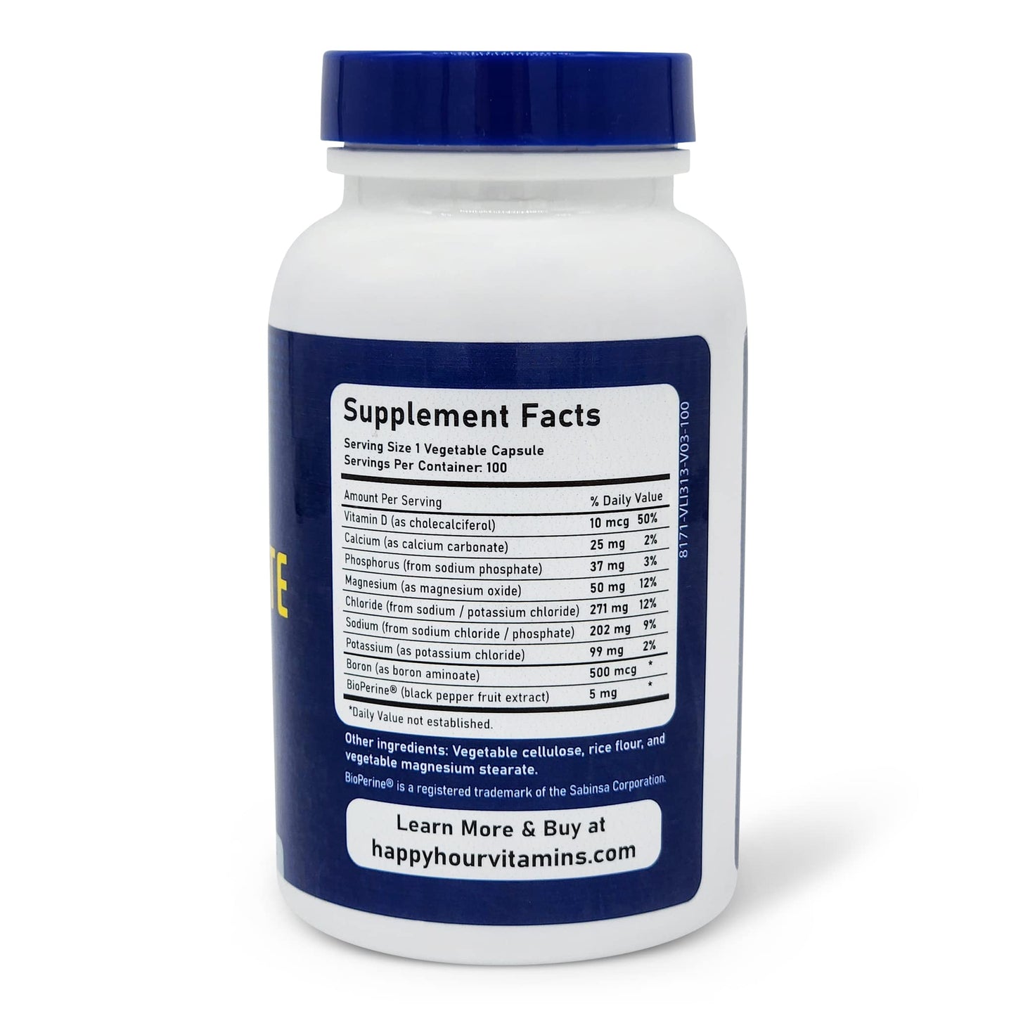 Happy Hour Vitamins Electrolyte Capsule, 100 Count