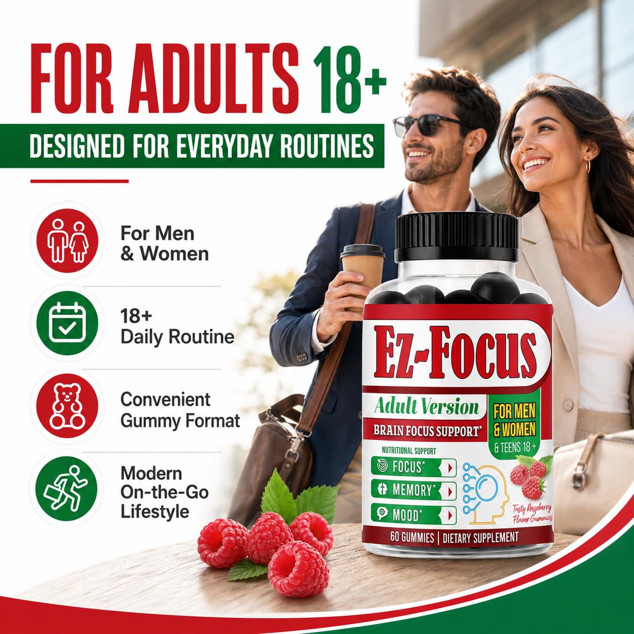 Ez-Focus Gummies Nootropics Brain Support, 60 Count