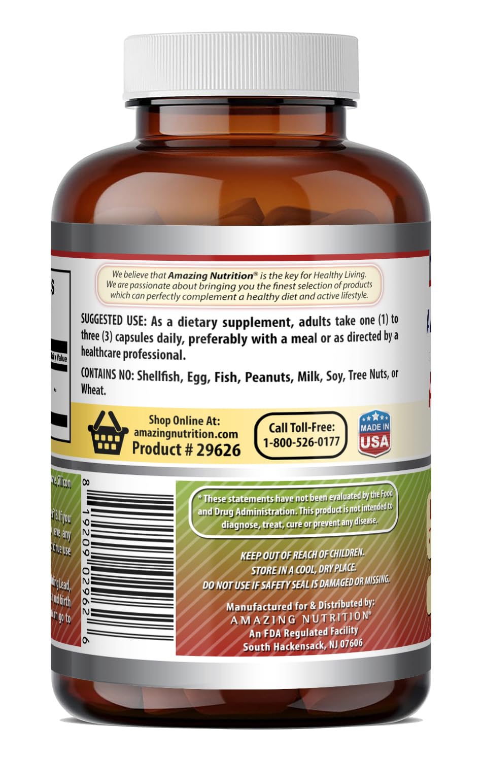 Amazing Nutrition Apple Cider Vinegar 1500 mg Per Serving Supplement Capsules, 360