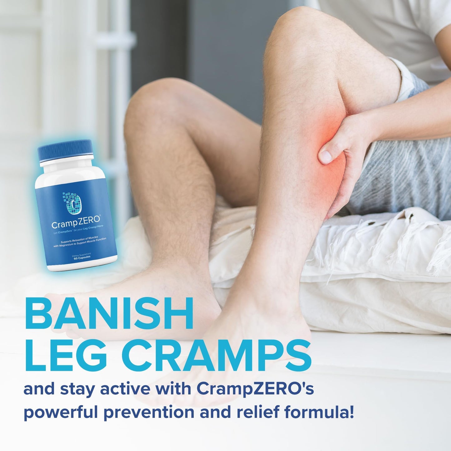 CrampZero Potassium Magnesium for Leg Cramps at Night 120 Capsules