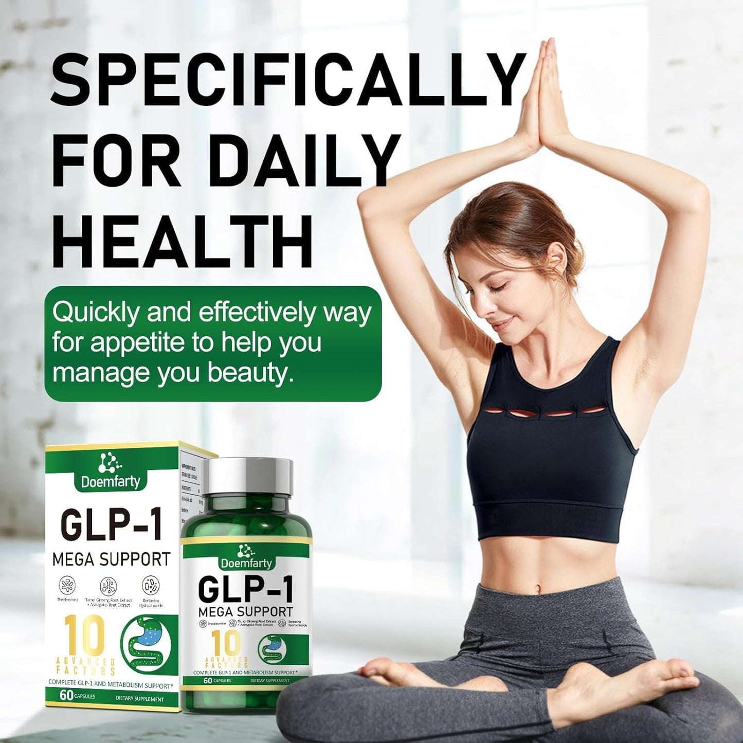 doemfarty GLP-1 Support Capsules with Berberine, 60 Count