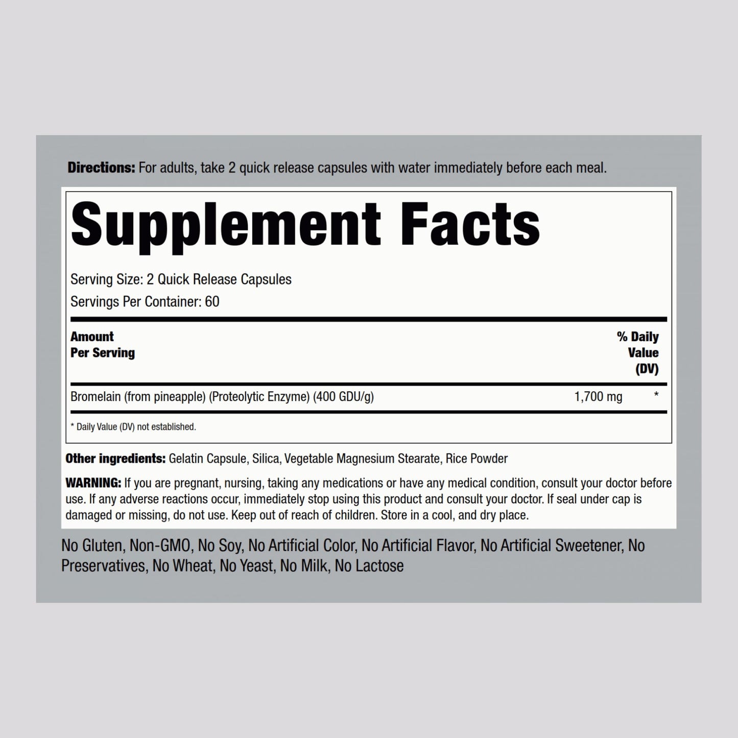 Piping Rock Bromelain Supplement Capsules 120 Count