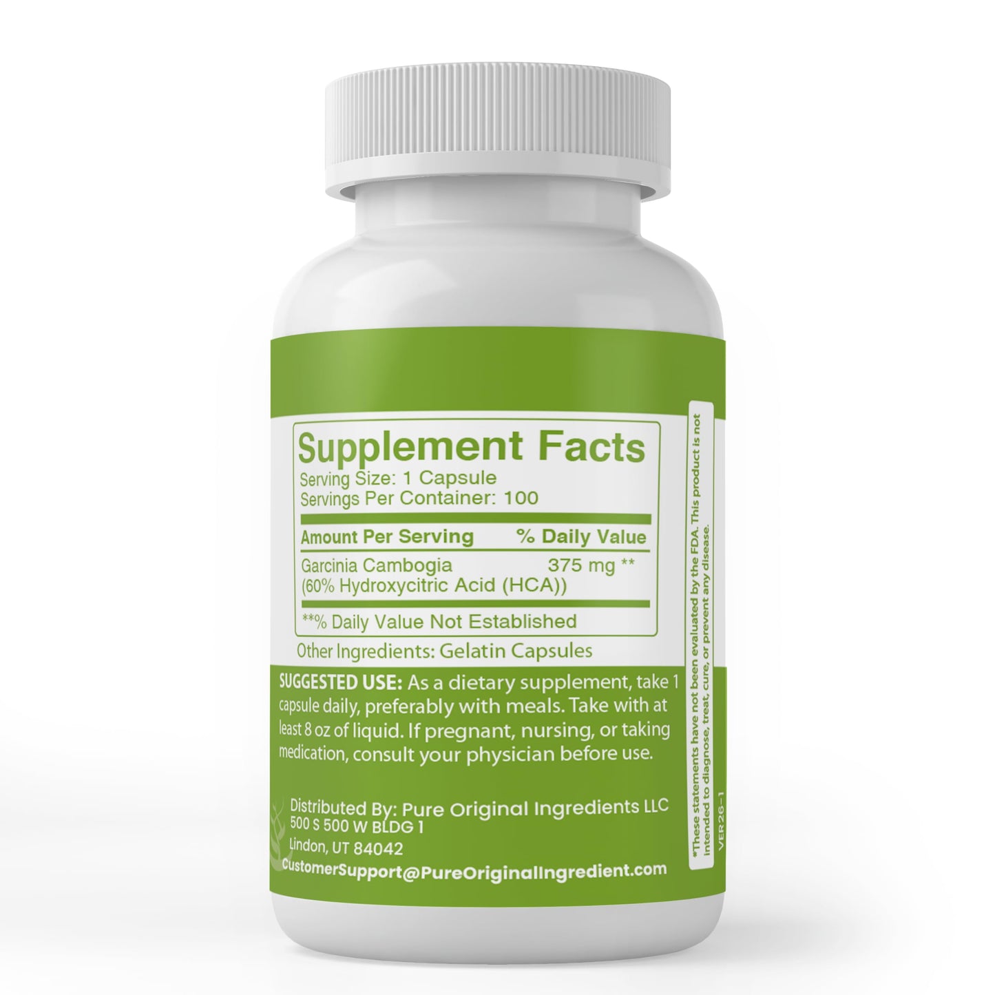 PURE ORIGINAL INGREDIENTS Garcinia Cambogia Capsules 100