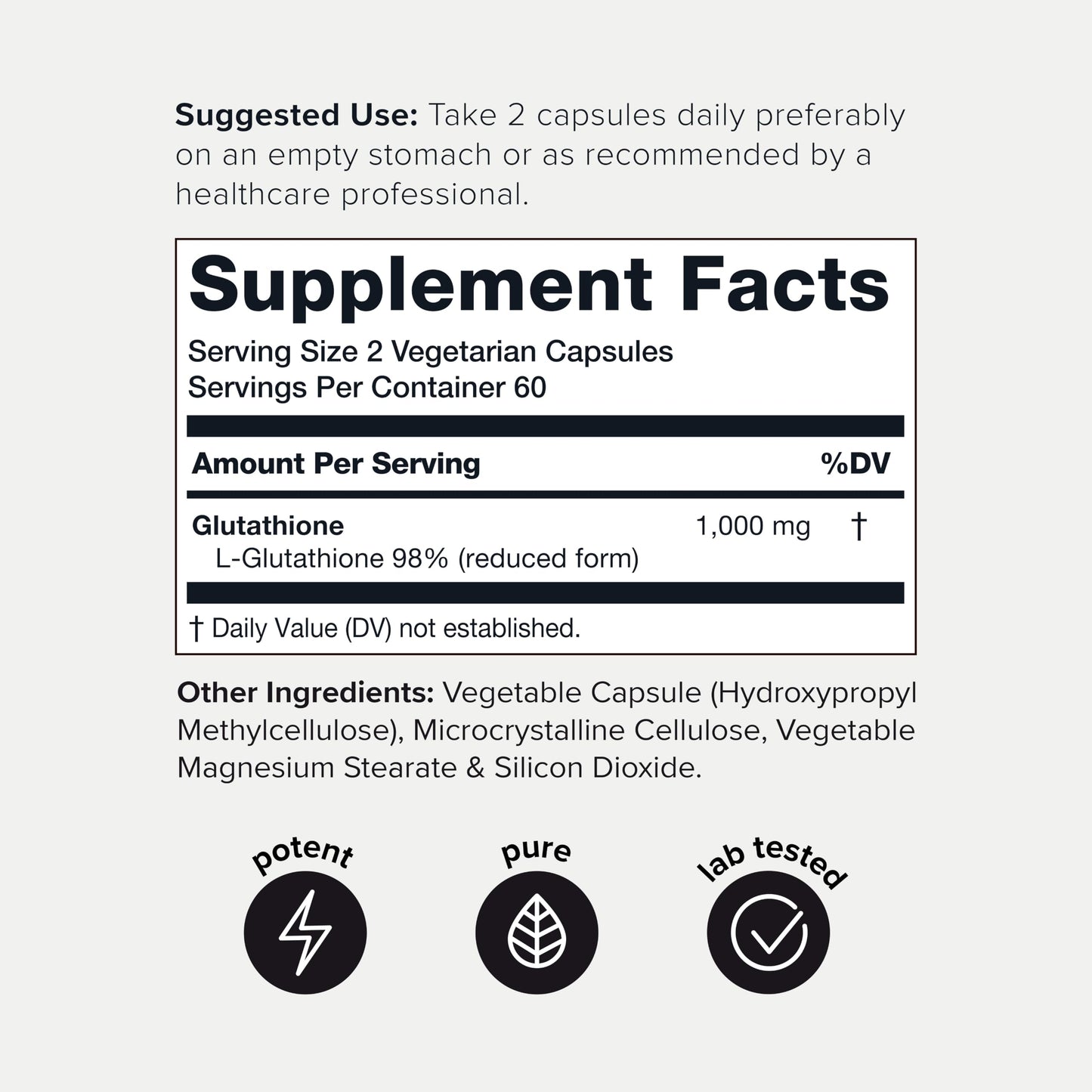 Toniiq NSF Certified Ultra High Strength Glutathione Capsules 1000mg 120 Count