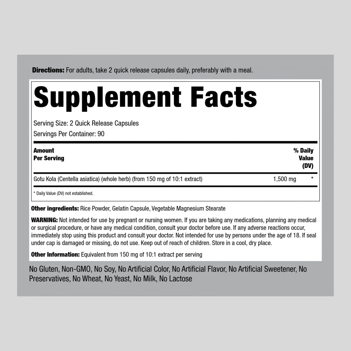 Piping Rock Gotu Kola 180 Capsules