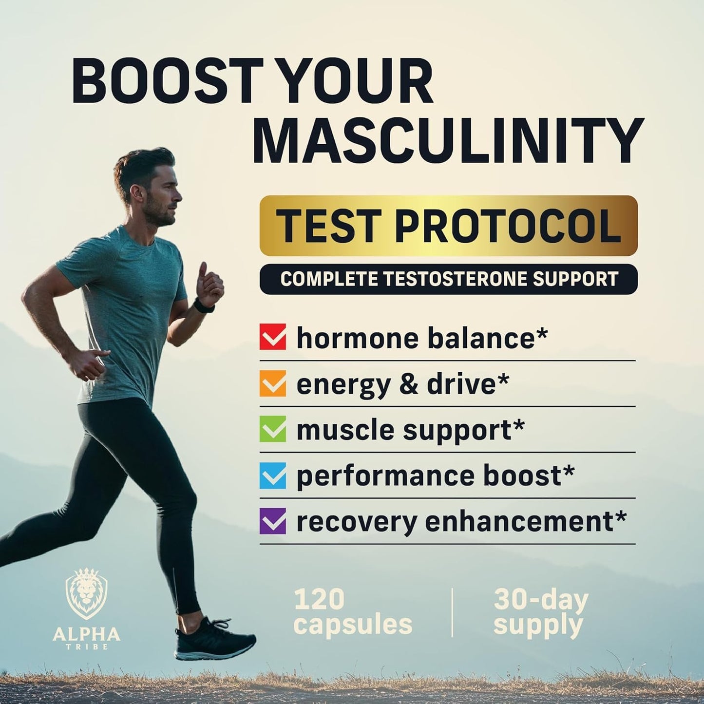 Alpha Tribe Test Protocol - Elite Natural Testosterone for Men | Testosterone Supplement for Men with Ashwagandha & Tongkat Ali, 1080 Capsules