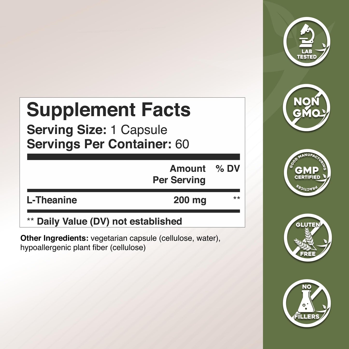 GADE NUTRITION BOOST YOUR HEALTH L-Theanine Supplement 200 mg Mood & Sleep Support Capsule 60 Count