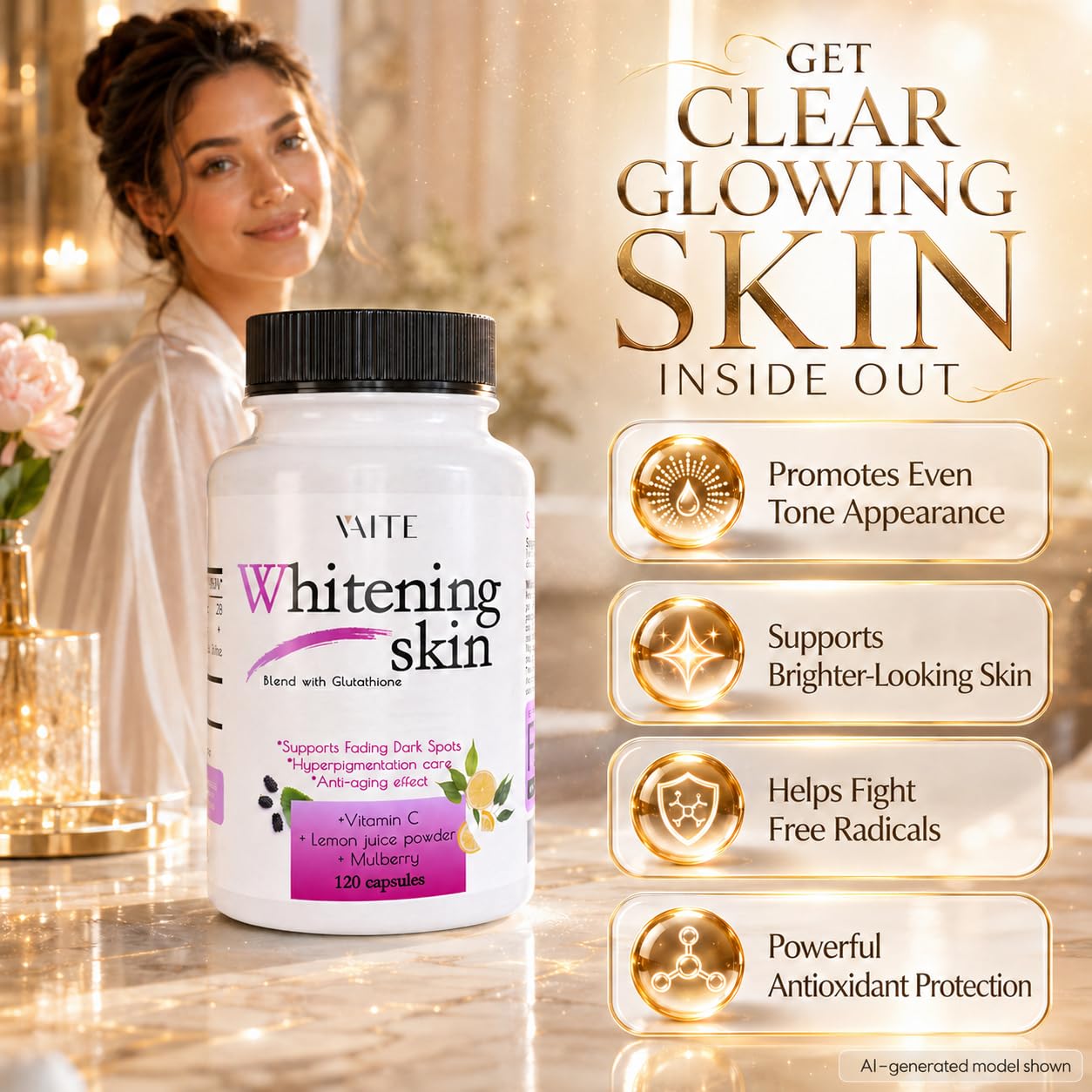 VAITE Glutathione Whitening Pills 120 Capsules