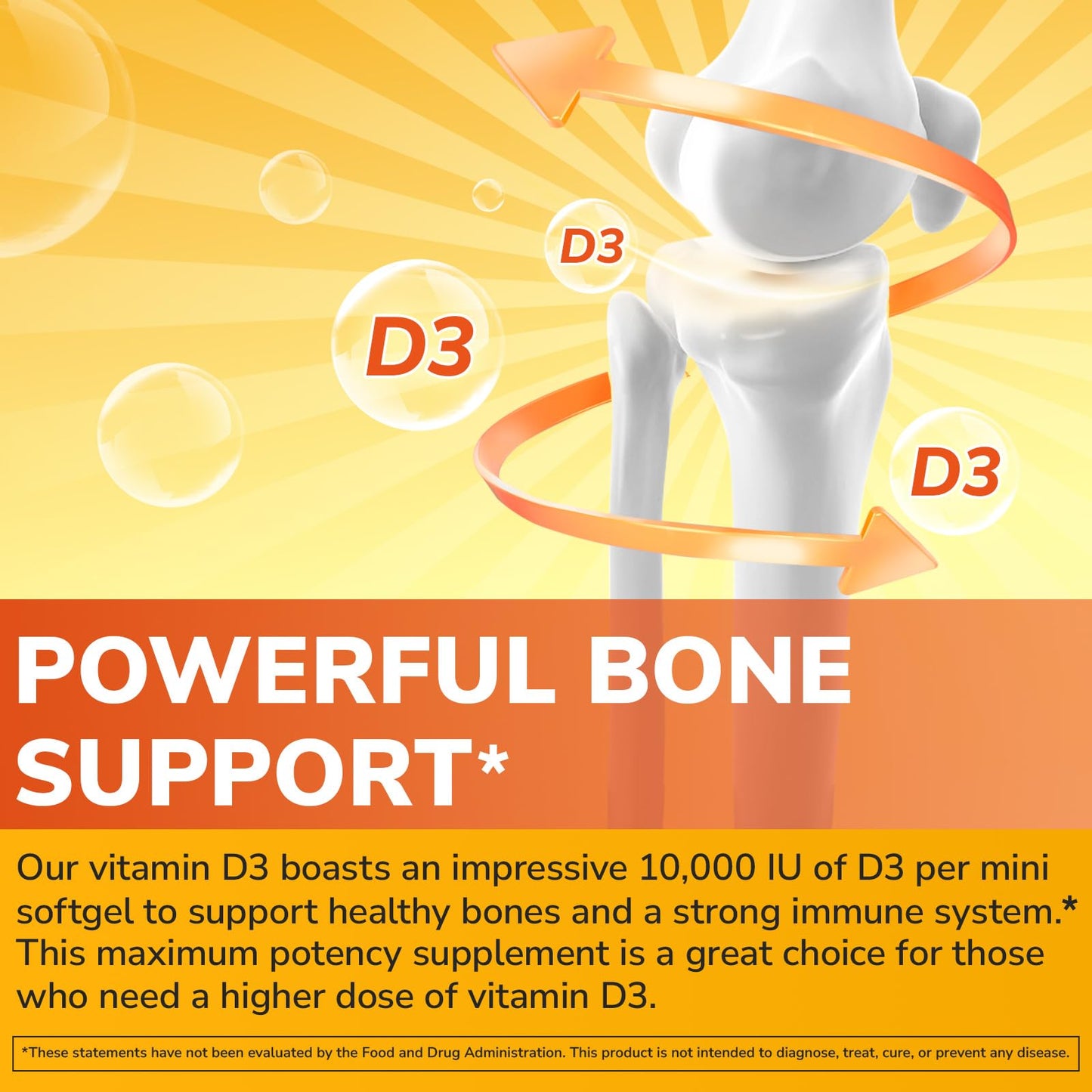 Vitalibre Maximum Strength Vitamin D3 10,000 IU (250mcg) Softgels - 240 Count