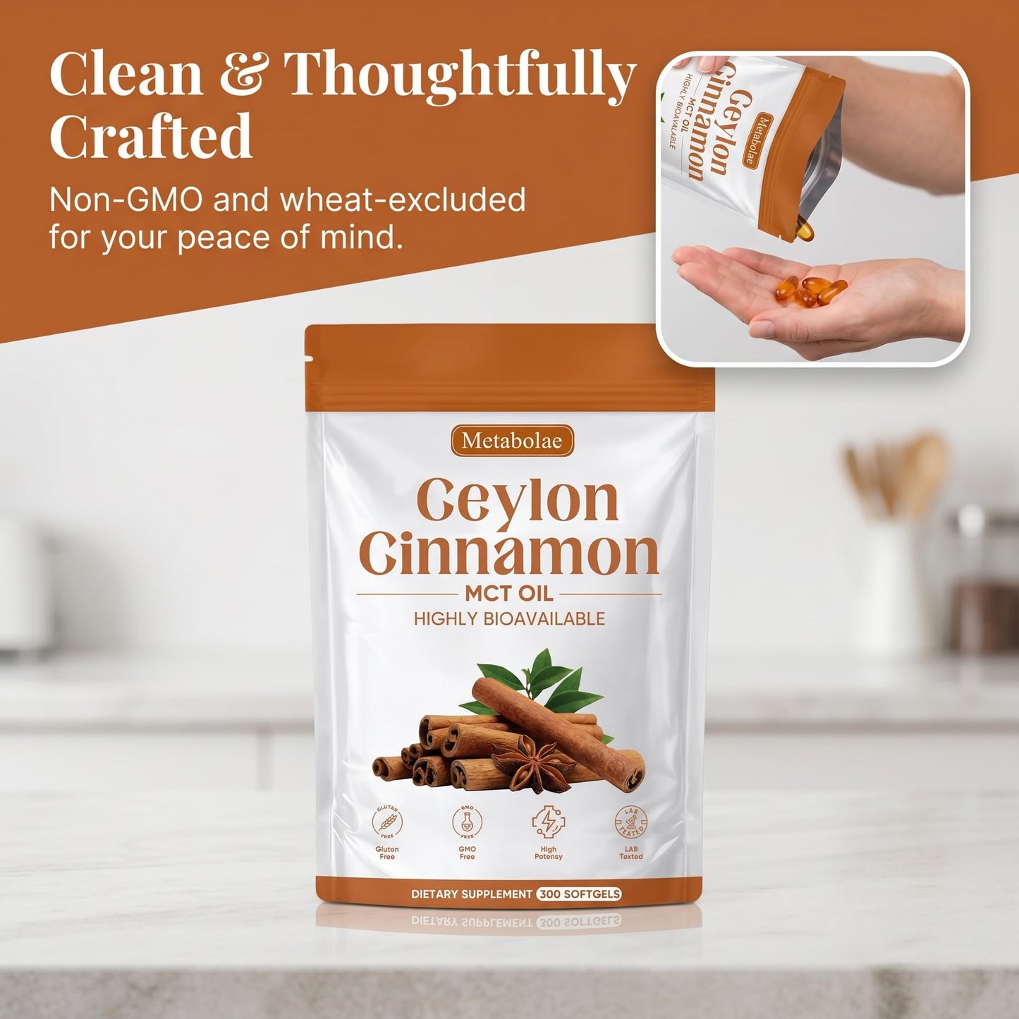 Jqewlg Metabolae Ceylon Cinnamon Softgels 300