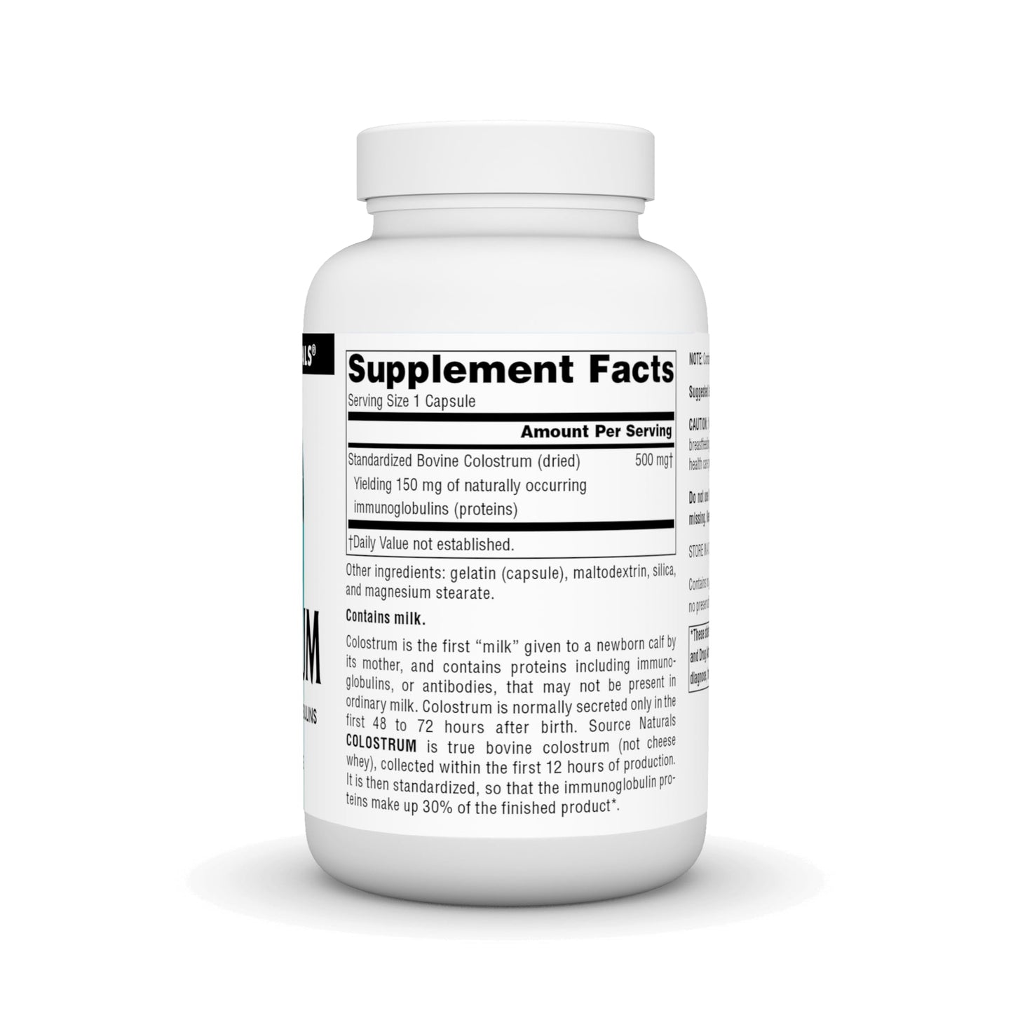 Source Naturals Colostrum Contains 30 Percent Immunoglobulins 120 Capsules