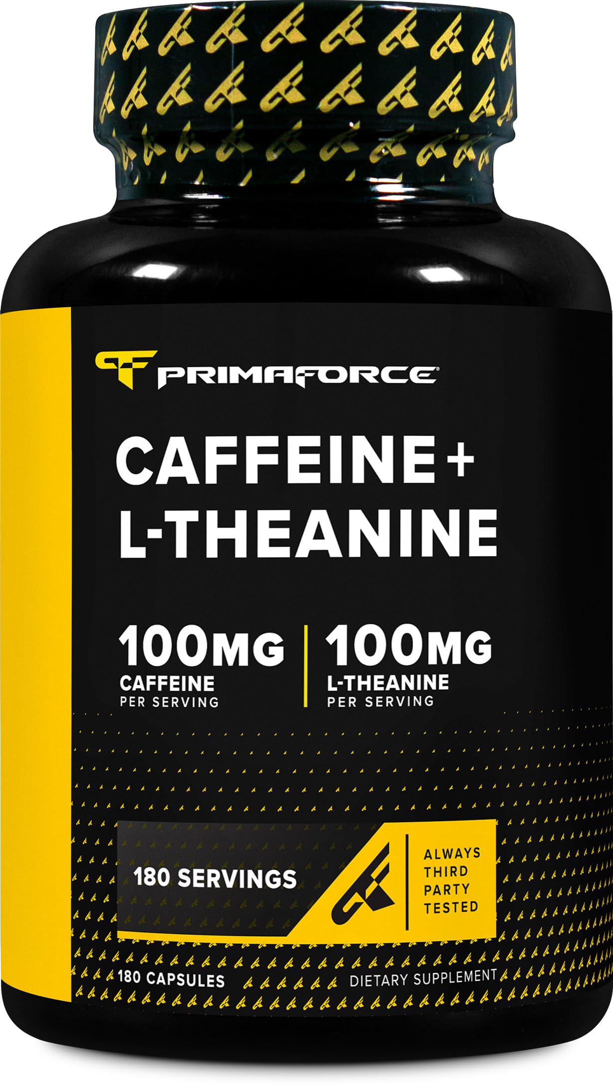 Primaforce Caffeine with L-Theanine 100mg Per Capsule, 180 Capsules