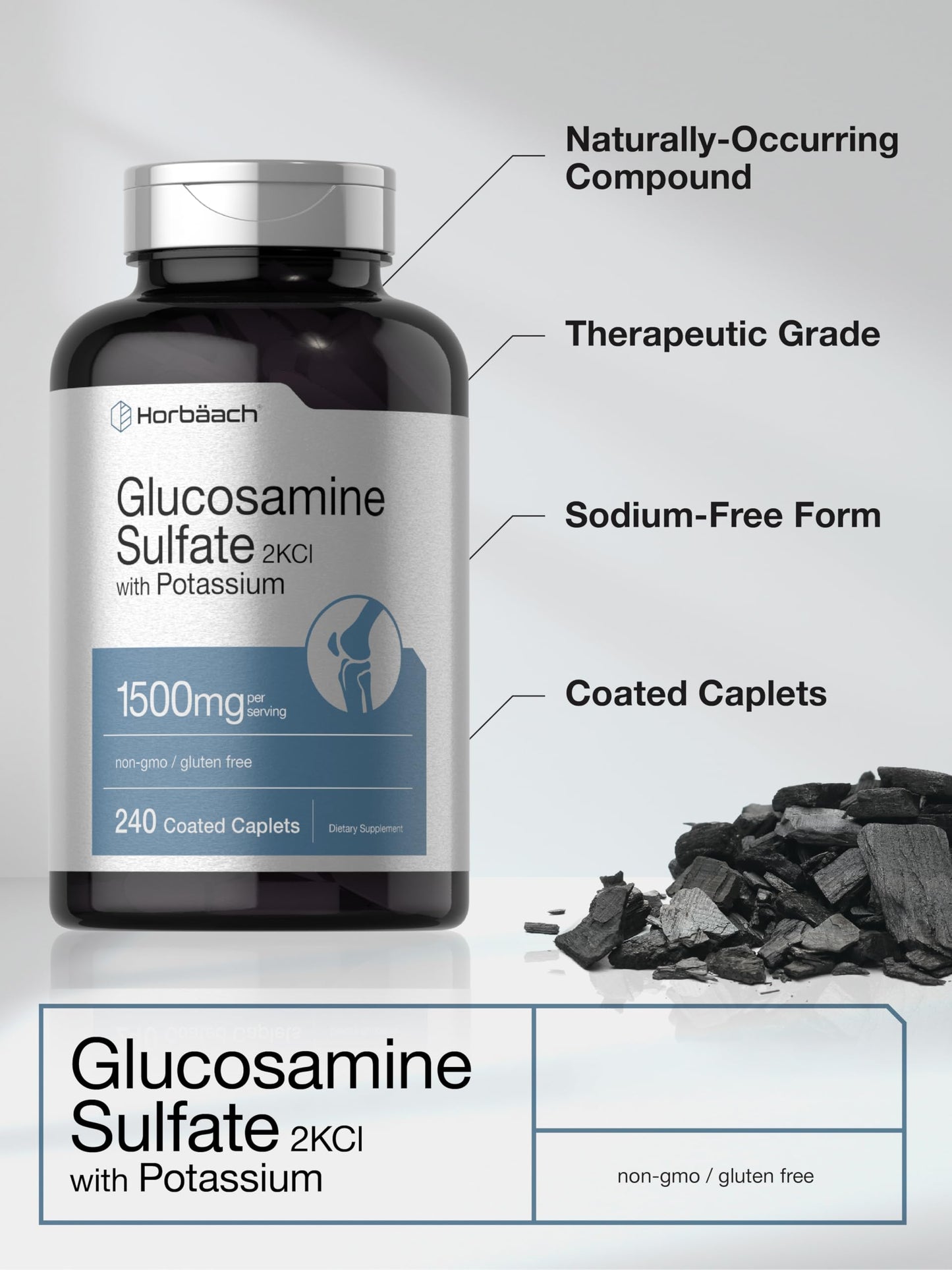 Horbäach Glucosamine Sulfate 1500mg Caplets 240