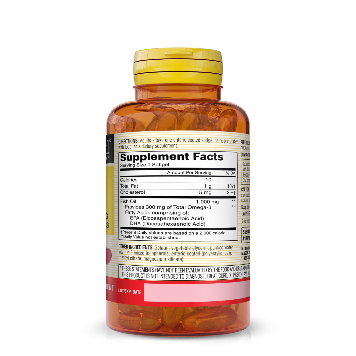 Mason Natural No Burp Fish Oil Softgels, 300 Softgels