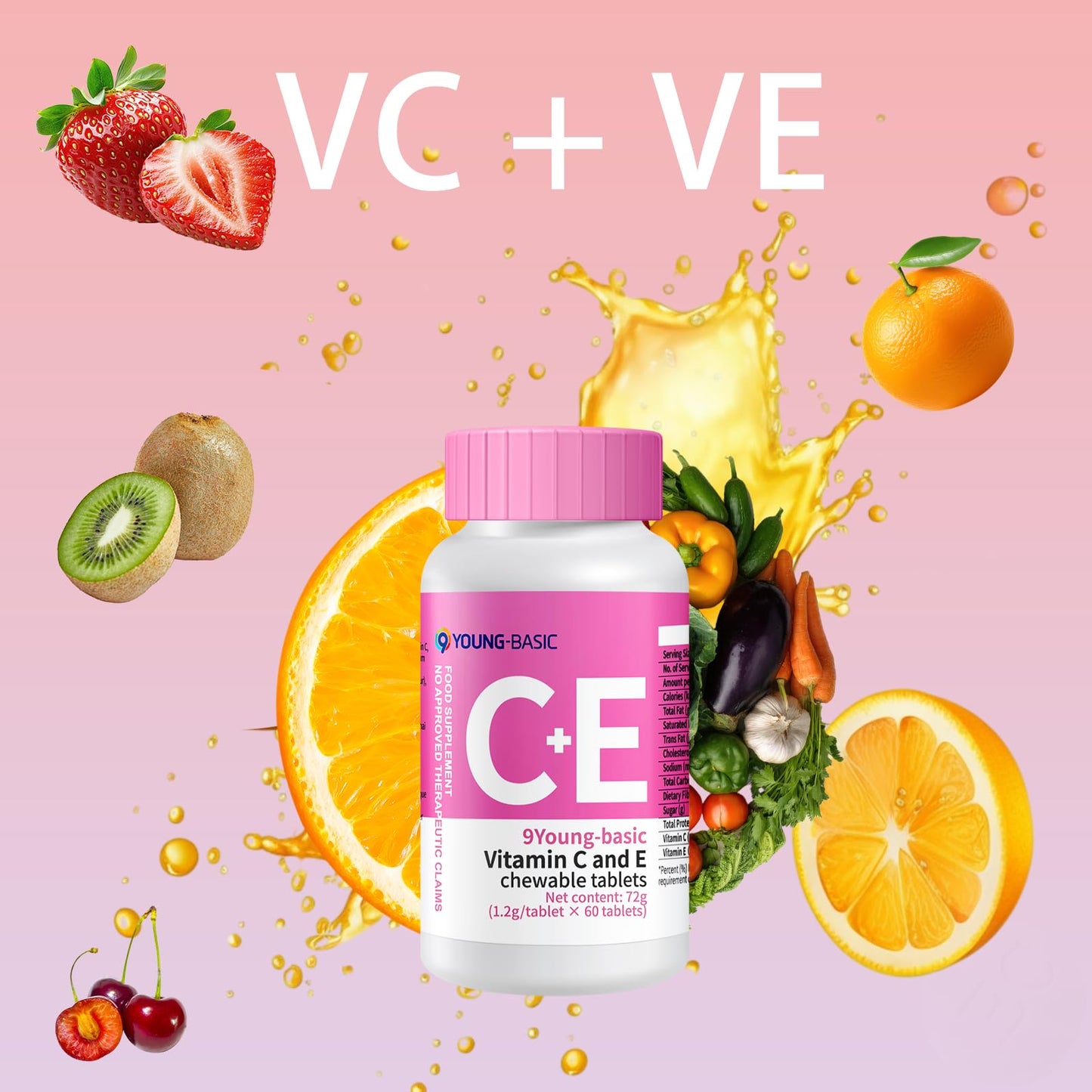 9 YOUNG-BASIC Premium Vitamin C + Vitamin E Tablet 60 Tablets
