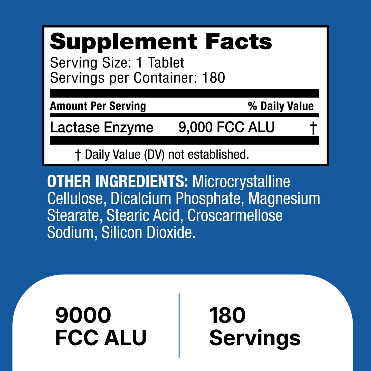 Safrel Lactase Enzyme 9000 FCC Tablets, 180 Count