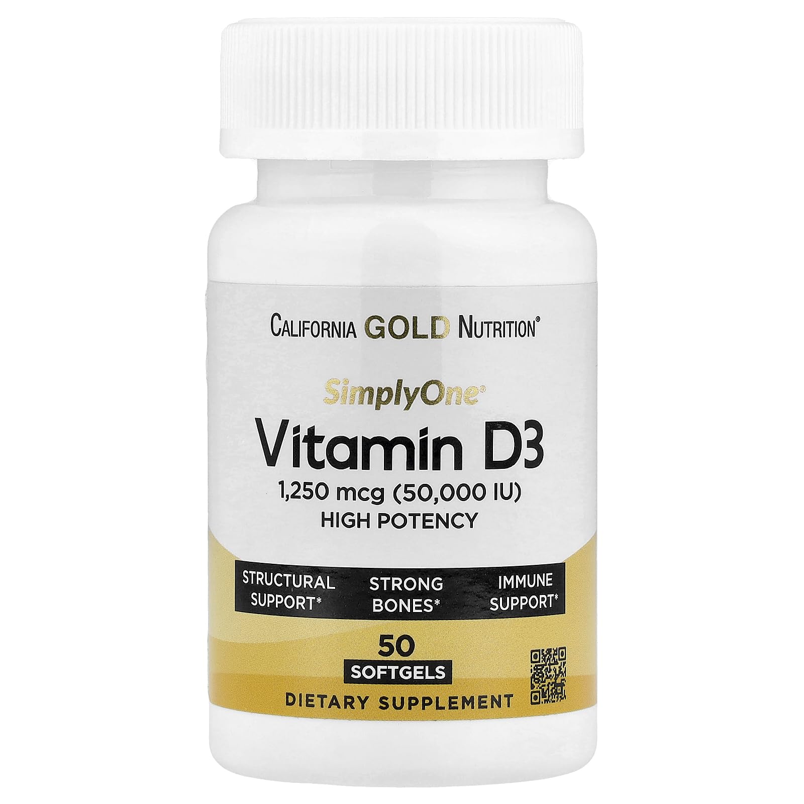 SuperNutrition SimplyOne Vitamin D3 50,000 IU Capsule, 1 Capsule