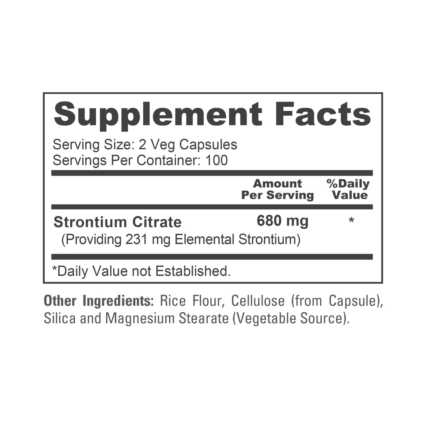 NusaPure Strontium Citrate Capsules, 680mg, Non-GMO Vegan, 200 Veggie Capsules