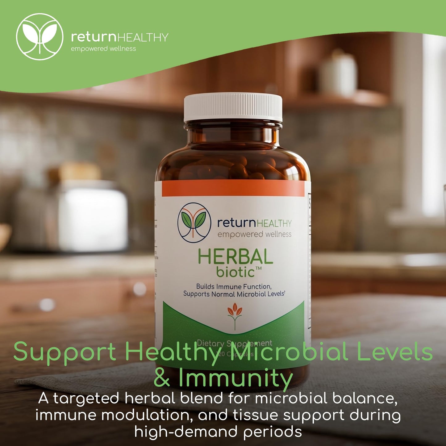 Return Healthy Herbal Biotic Immune Support Vitamins 120 Vegan Capsules