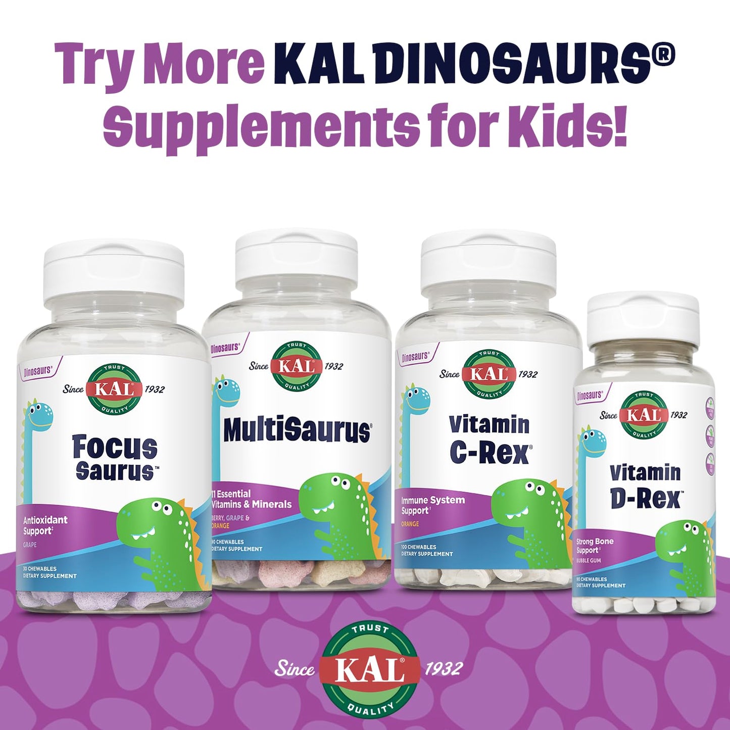 KAL Focus-Saurus Grape Chewables 30
