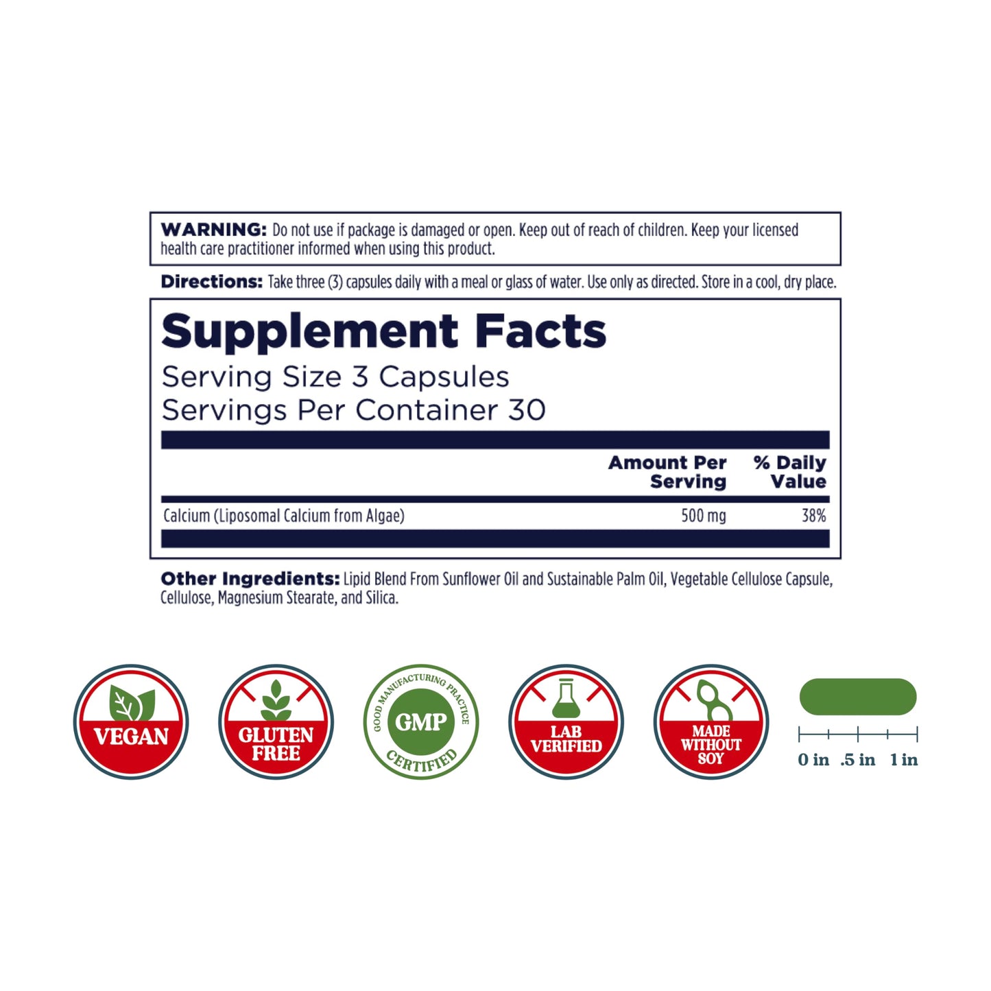 KAL Liposomal Calcium 500 mg Capsule 90 VegCaps