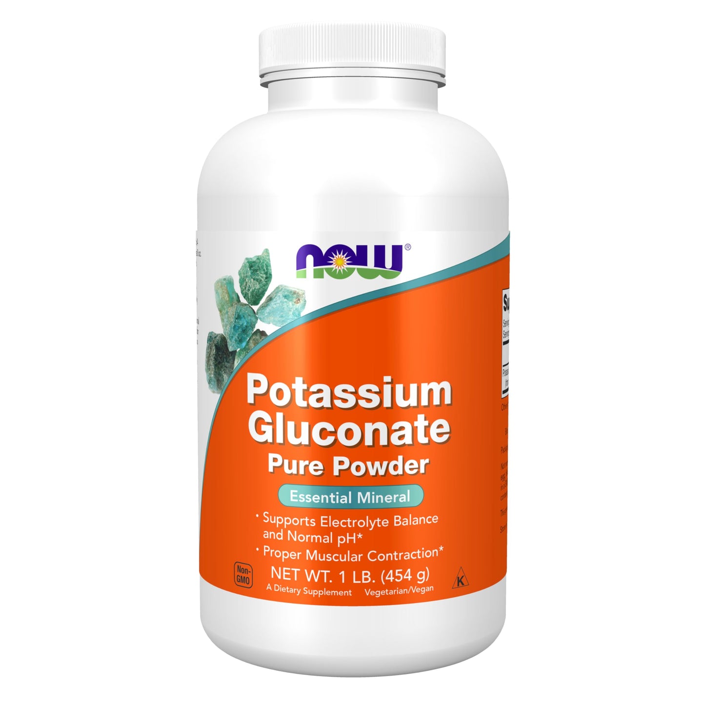 NOW Foods Potassium Gluconate Pure Powder 175 mg, Essential Mineral*, 16 oz
