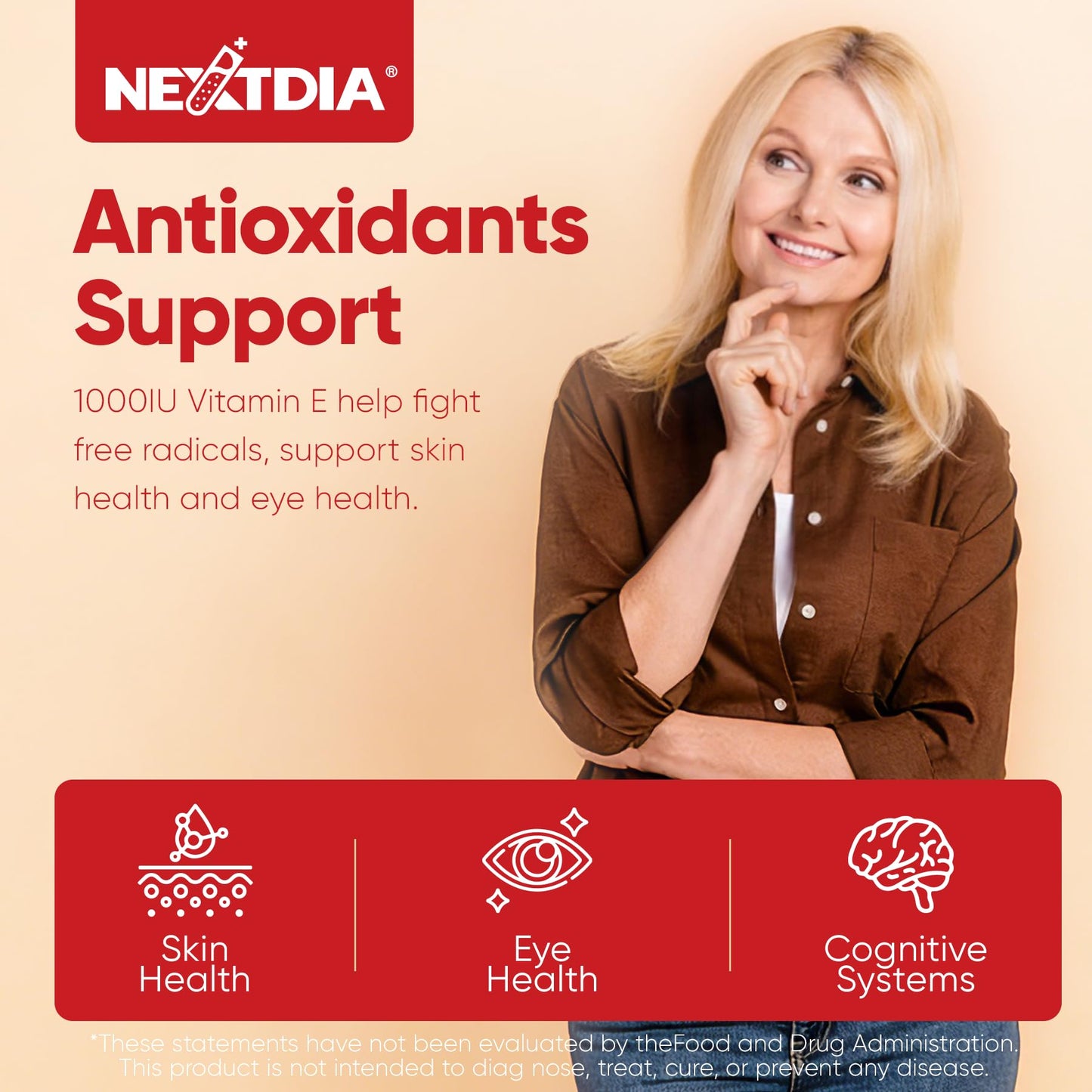 Nextdia Liposomal Vitamin E Gummies 1000IU, Natural Form of Vitamin E Mixed Tocopherol, 60 Gummies