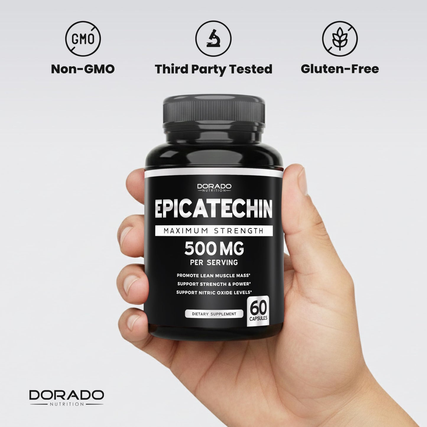 Dorado Nutrition Epicatechin Extract 500mg Capsule, 60 Capsules – Myostatin Inhibitor, Myostatin Blocker for Lean Muscle, Nitric Oxide, Stamina & Endurance, Non-GMO, Vegan, Third Party Tested