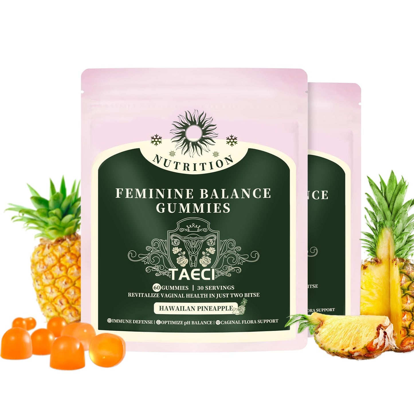 Taeci Premium Feminine Balance Gummies for Women's Health, 60 Count (Pack of 2)